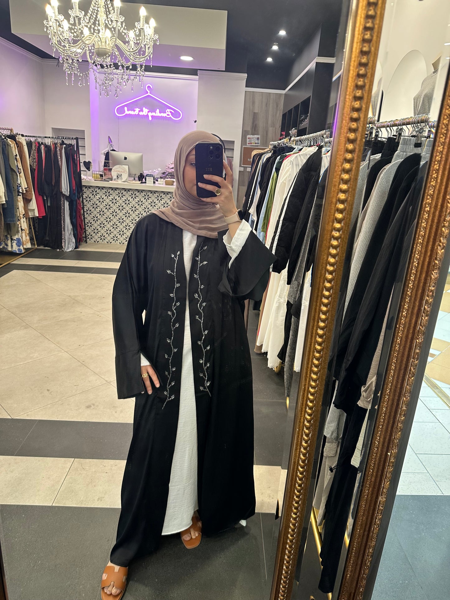 Lamya Open Abaya - Black