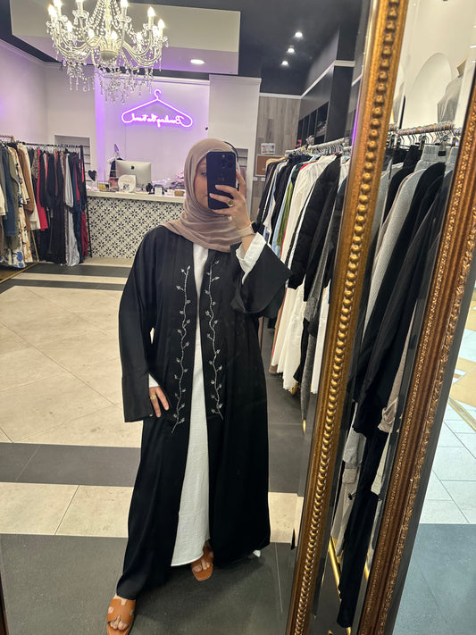 Lamya Open Abaya - Black