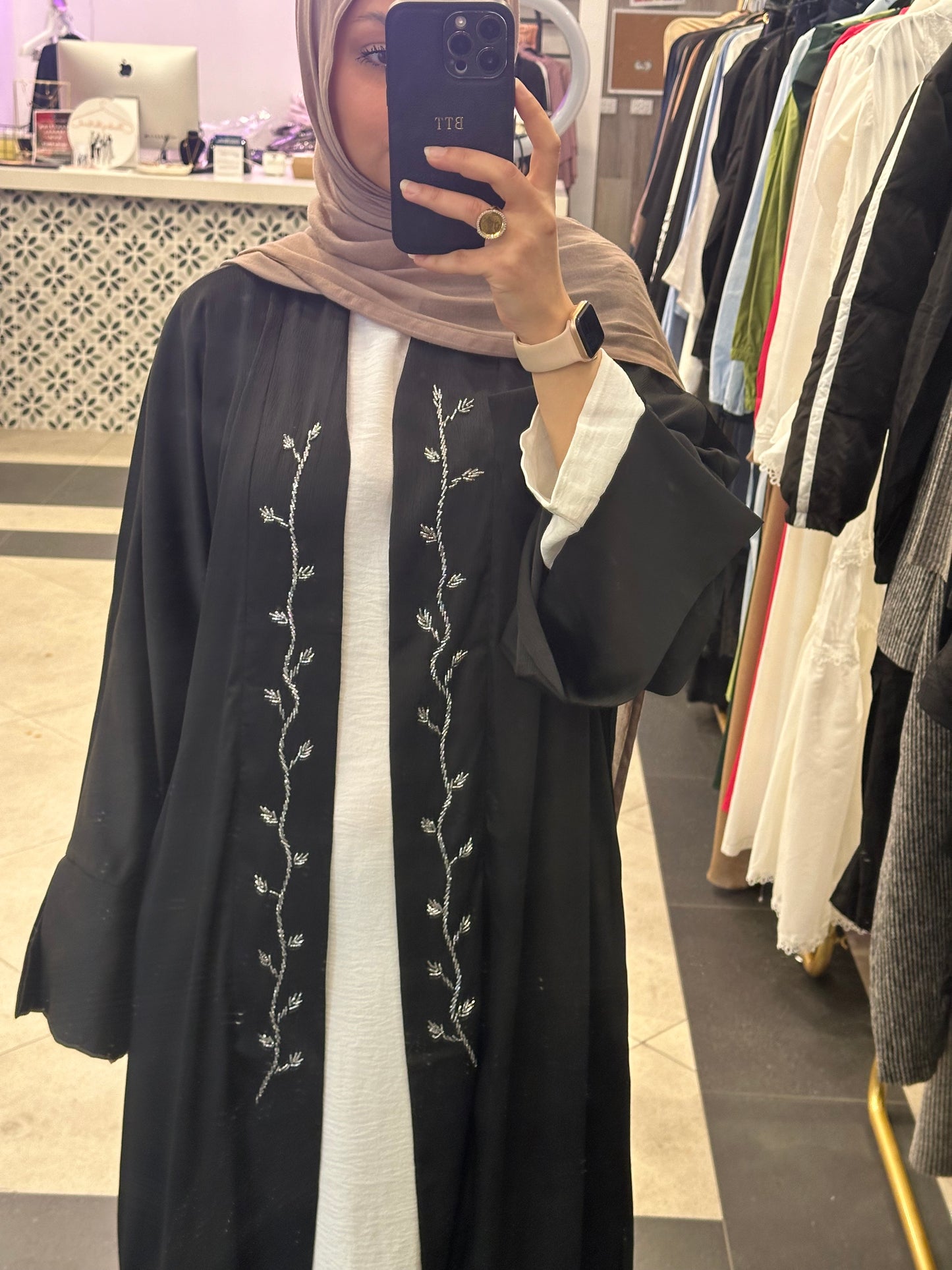 Lamya Open Abaya - Black