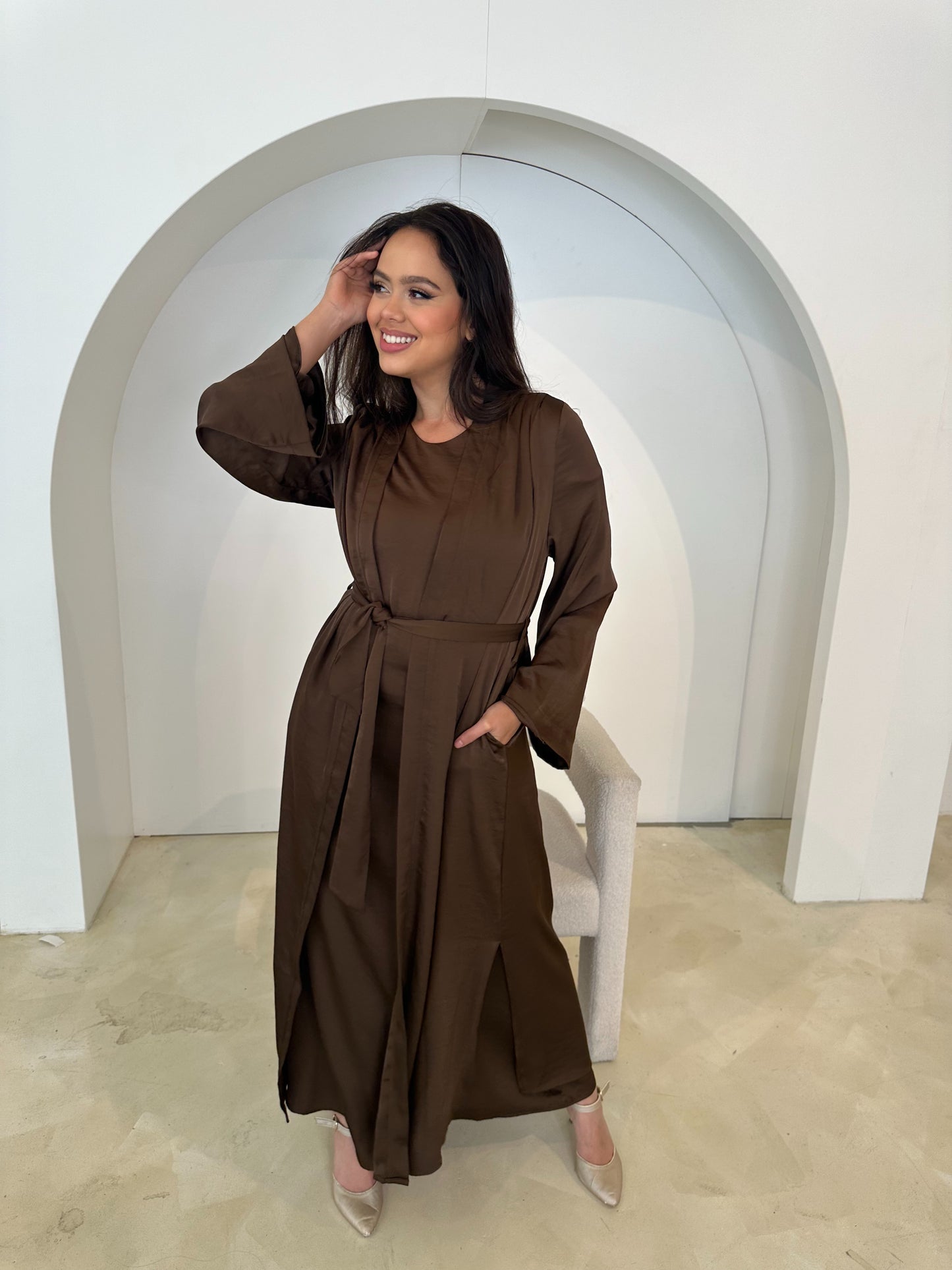 Tasnim Abaya Set- Brown