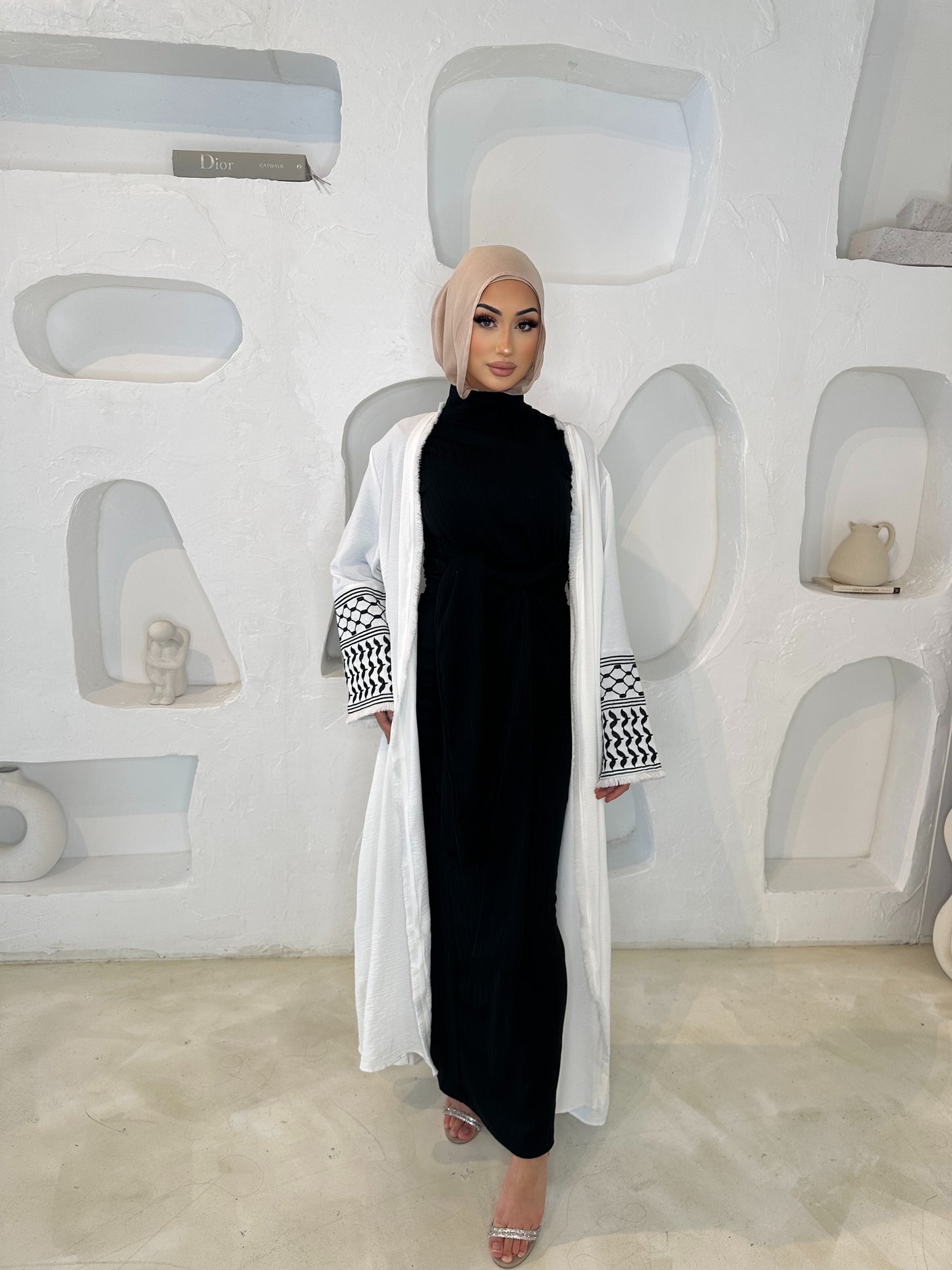 Palastine Open Abaya-White