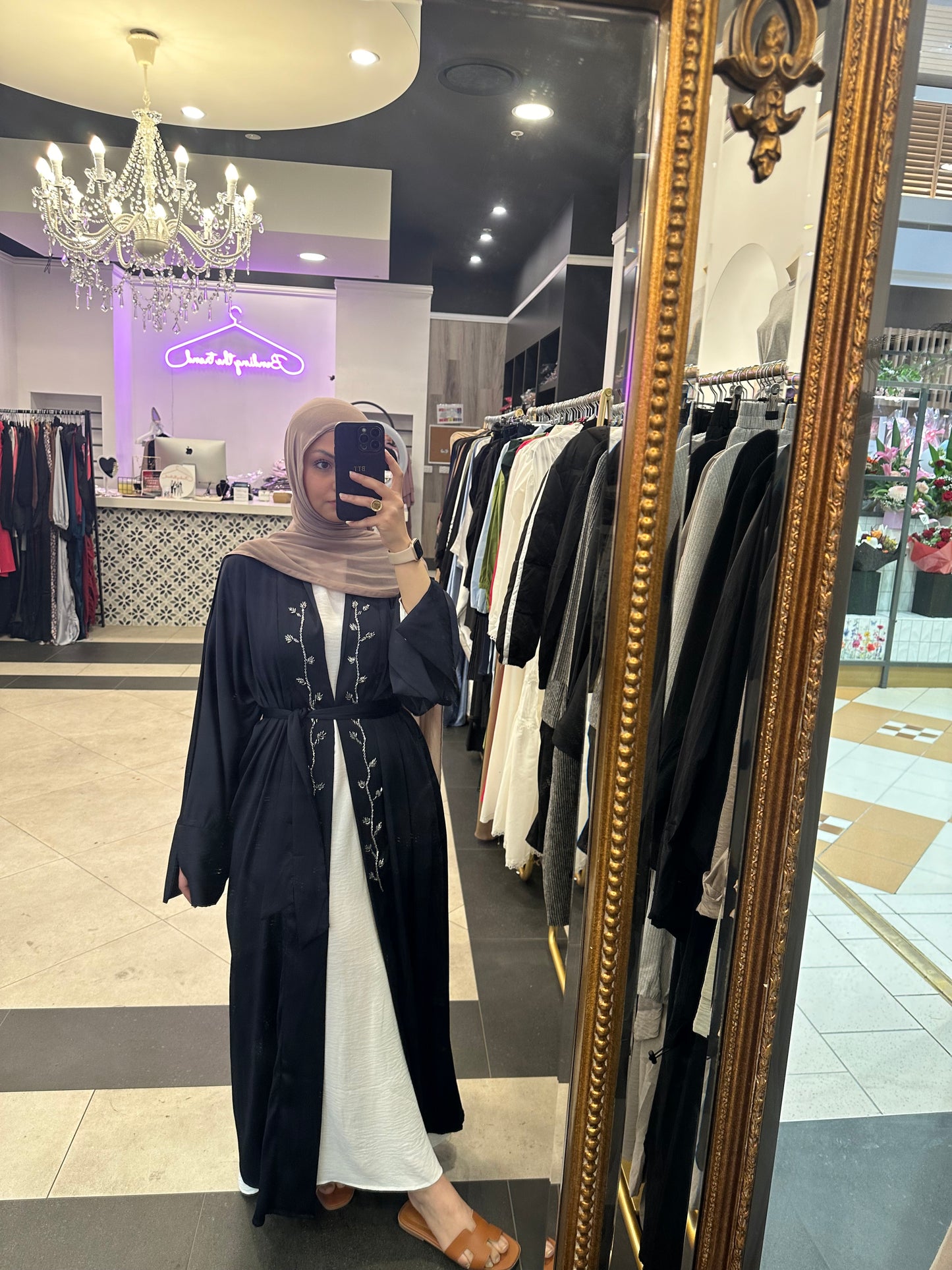 Lamya Open Abaya - Navy