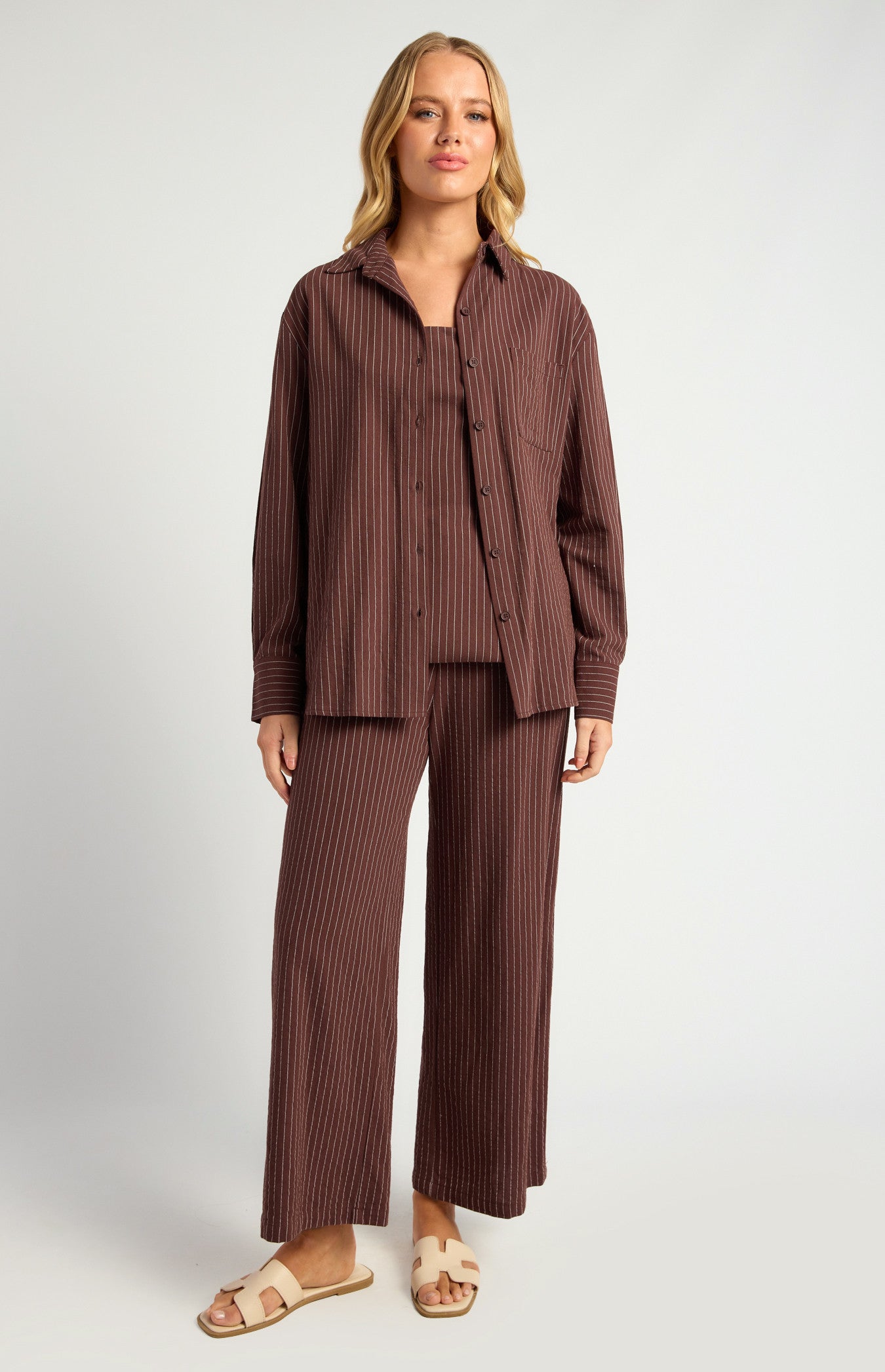 Pin Stripe Set- Brown