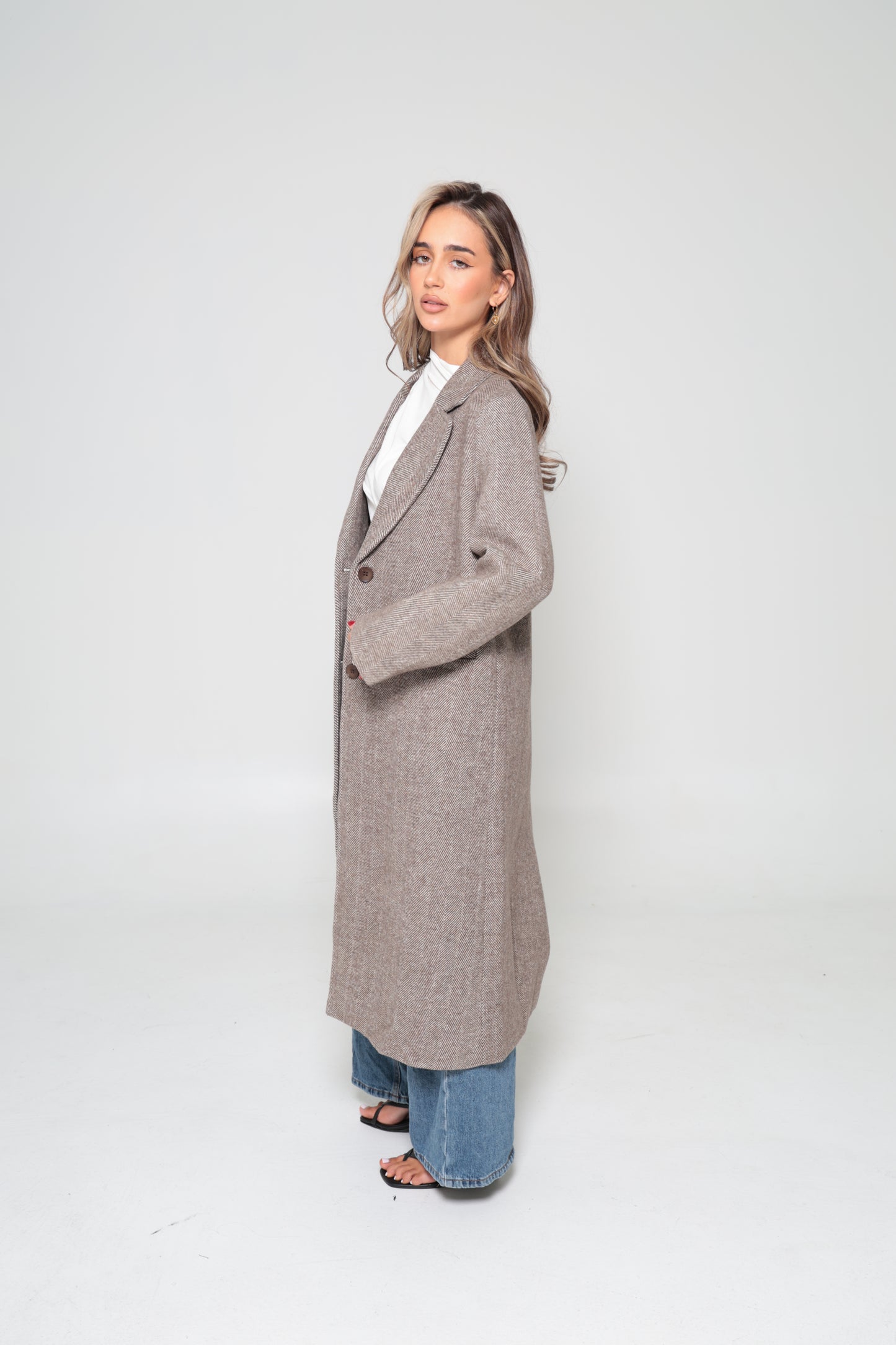 Wool Herringbone Coat