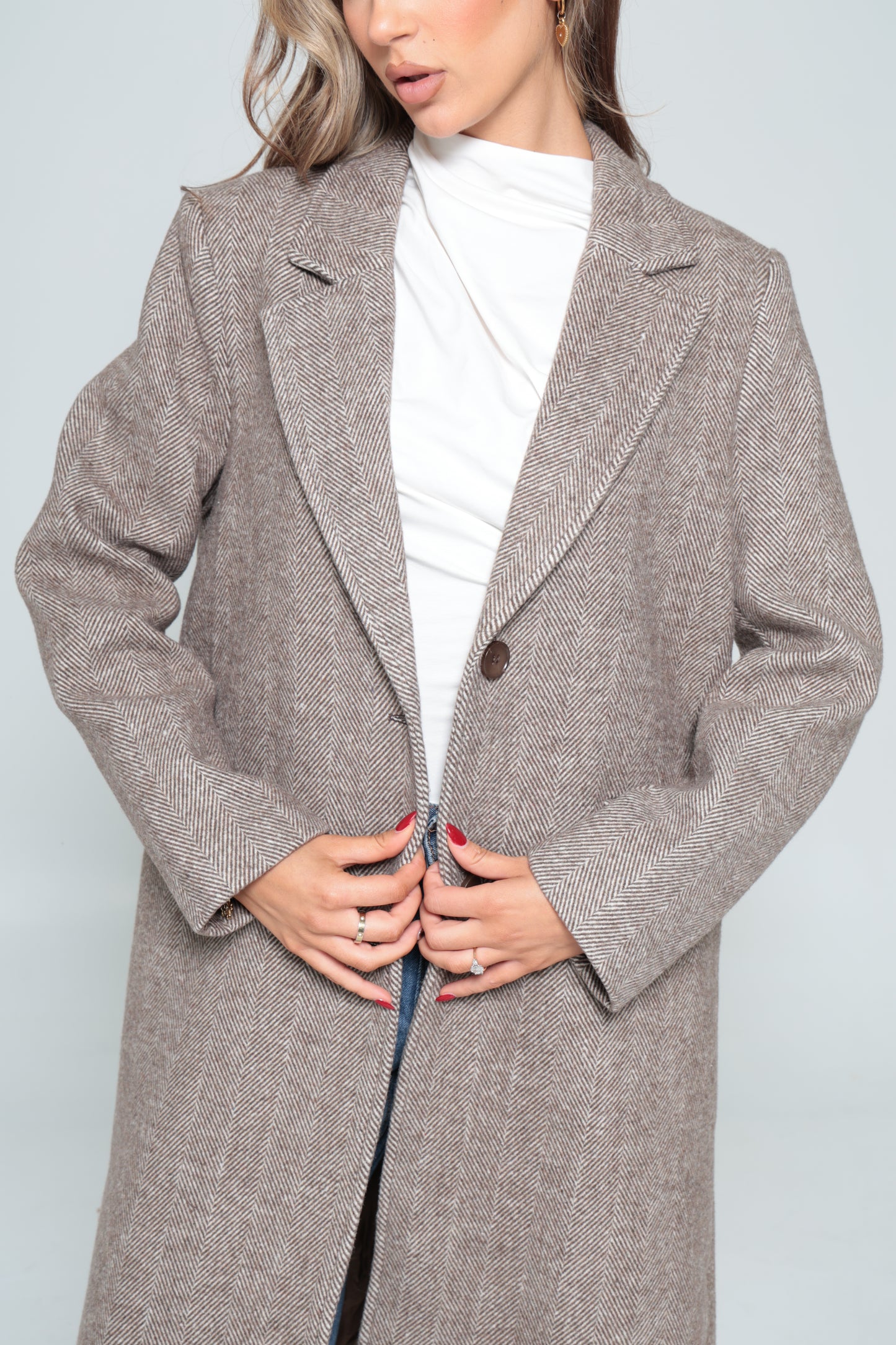 Wool Herringbone Coat