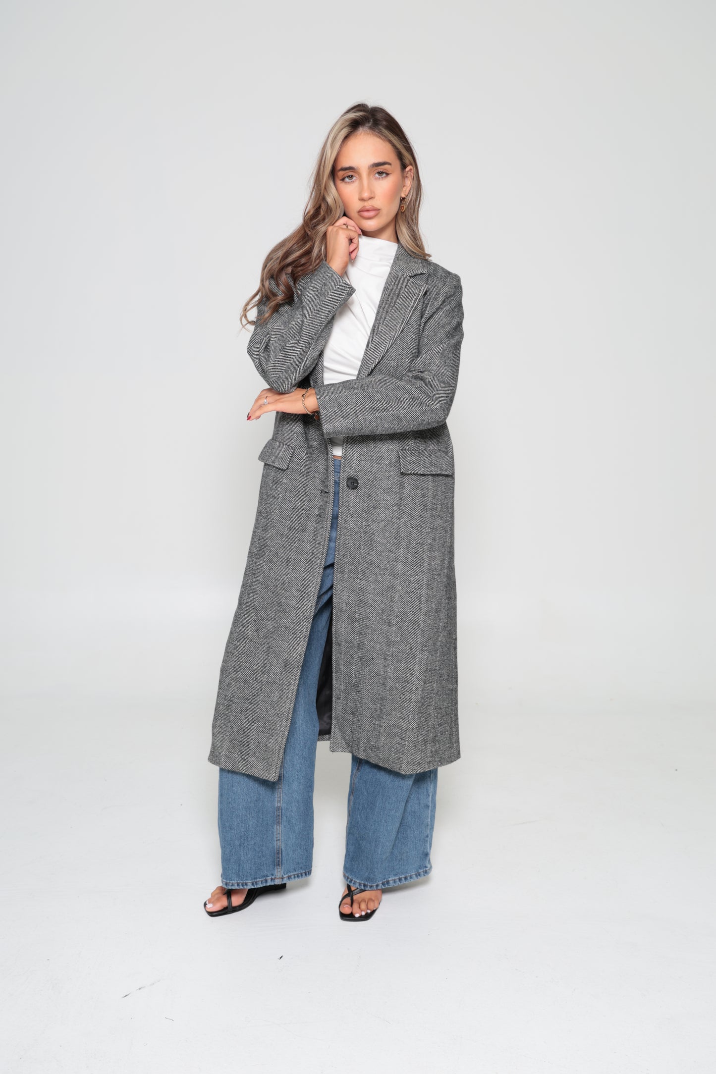 Wool Herringbone Coat