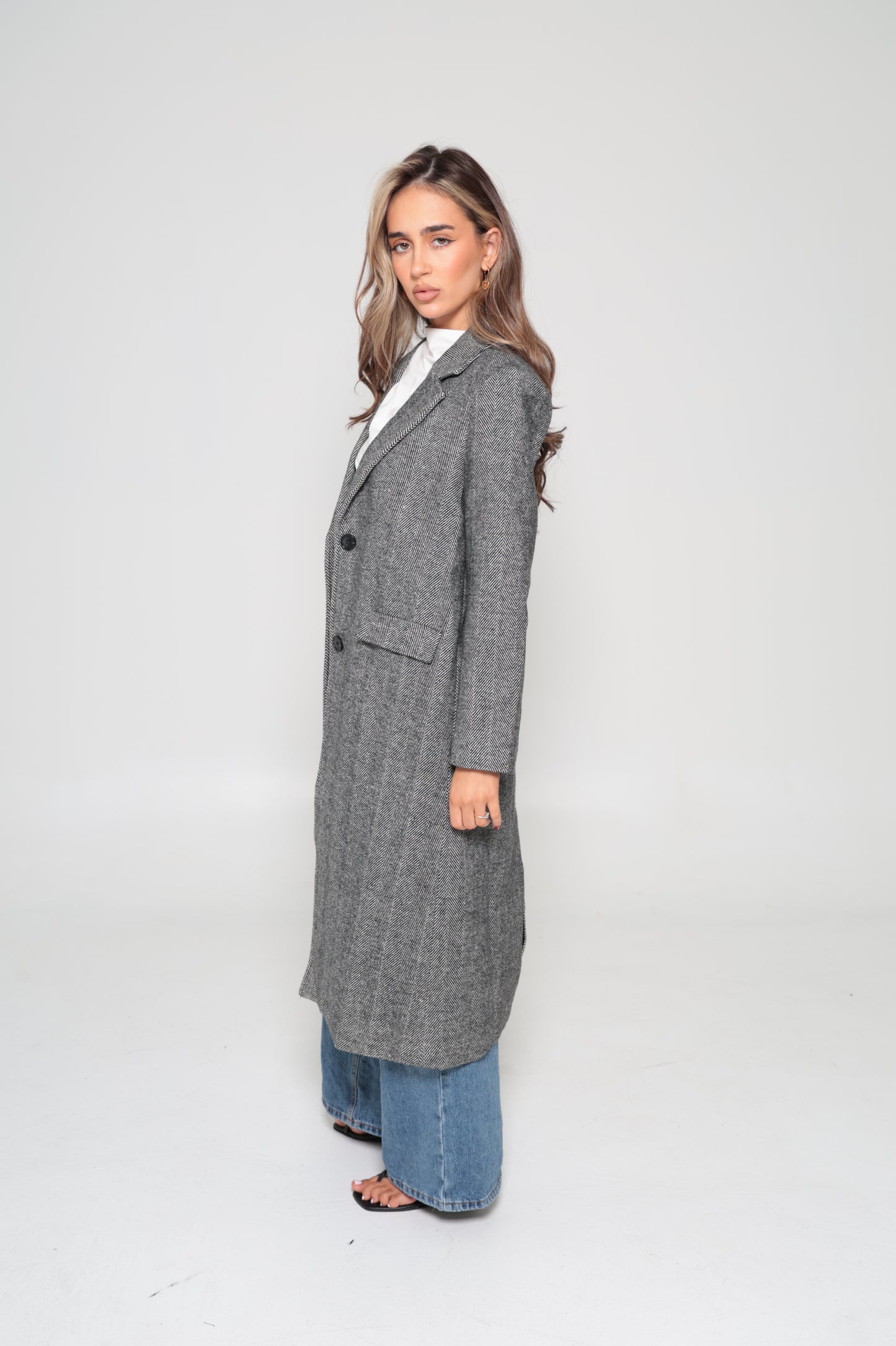 Wool Herringbone Coat