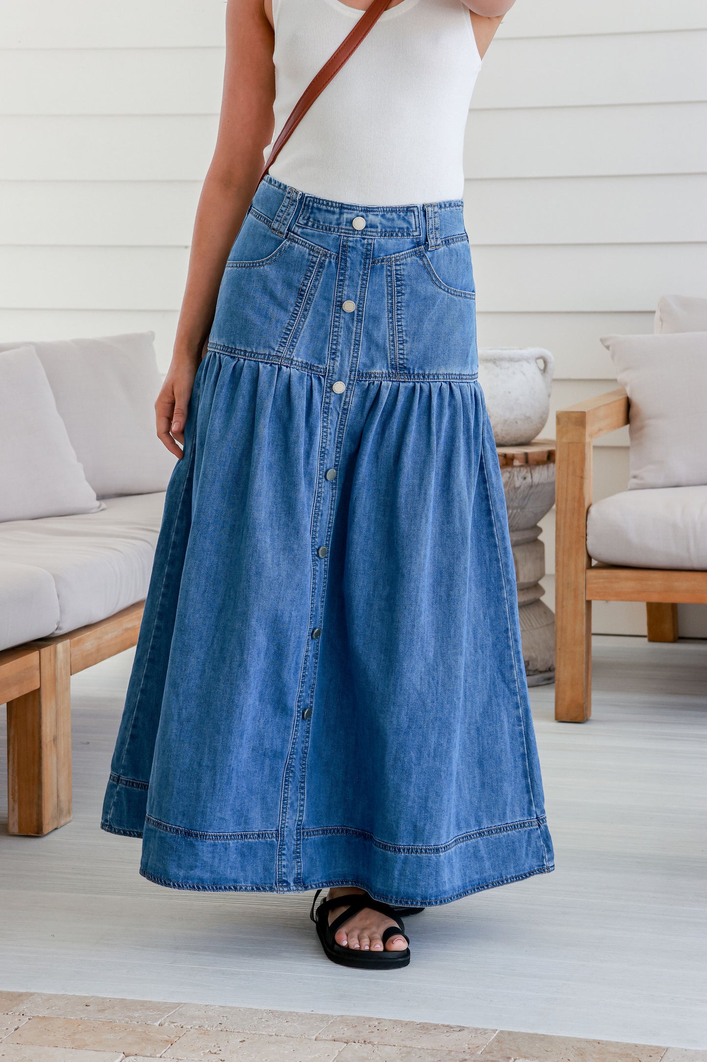Lina Maxi Denim Skirt Indigo