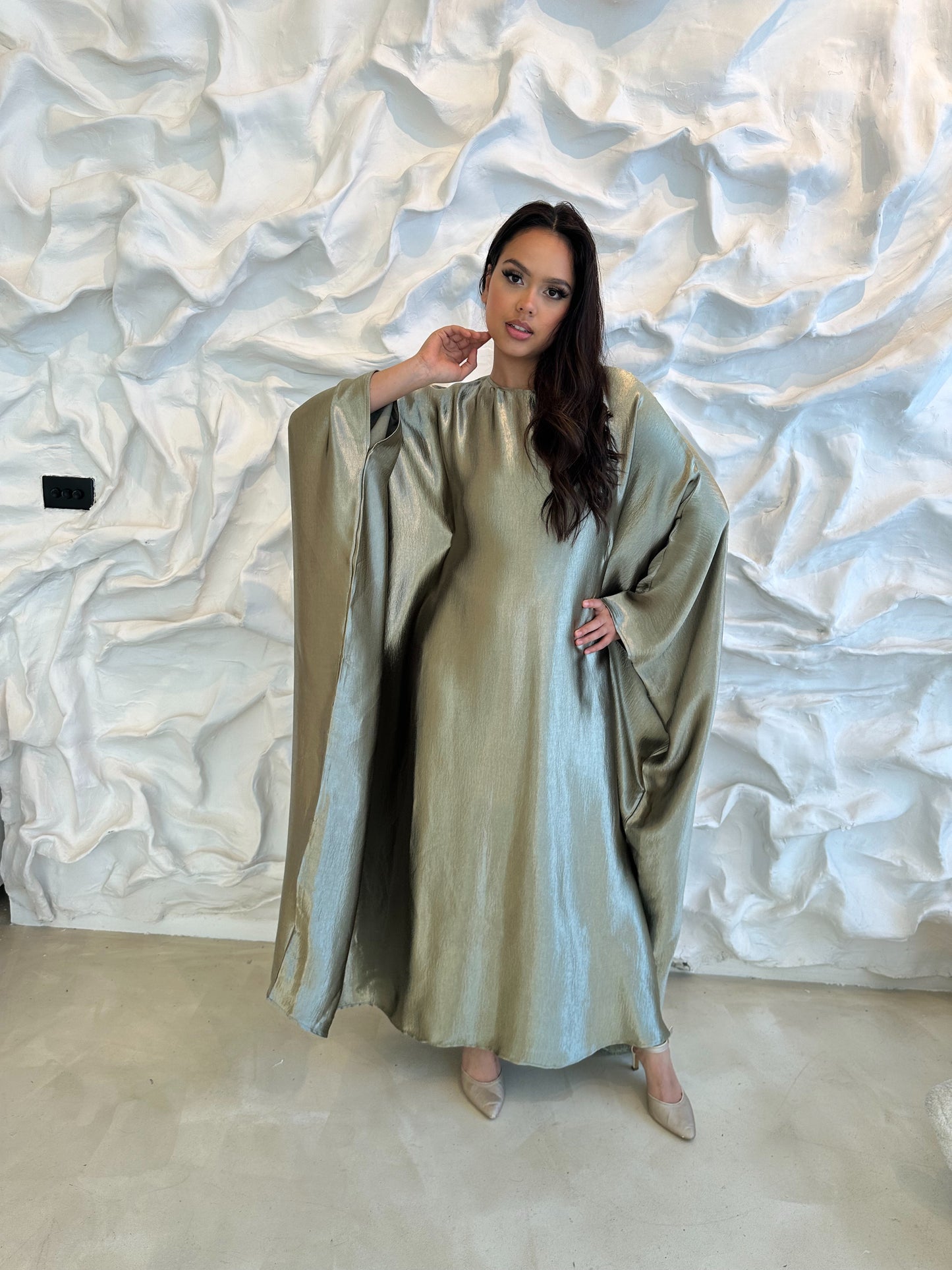 Sophia Butterfly Abaya - Olive Green