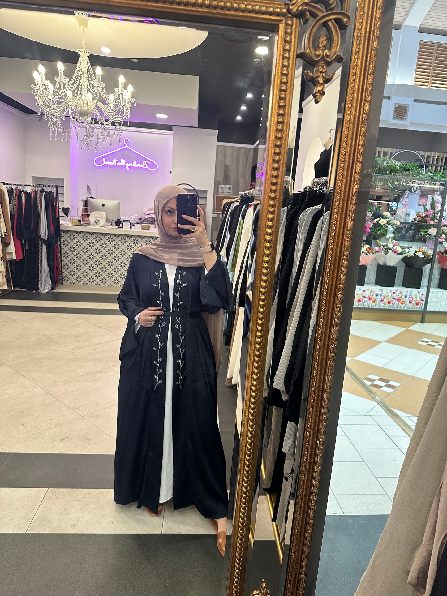 Lamya Open Abaya - Navy