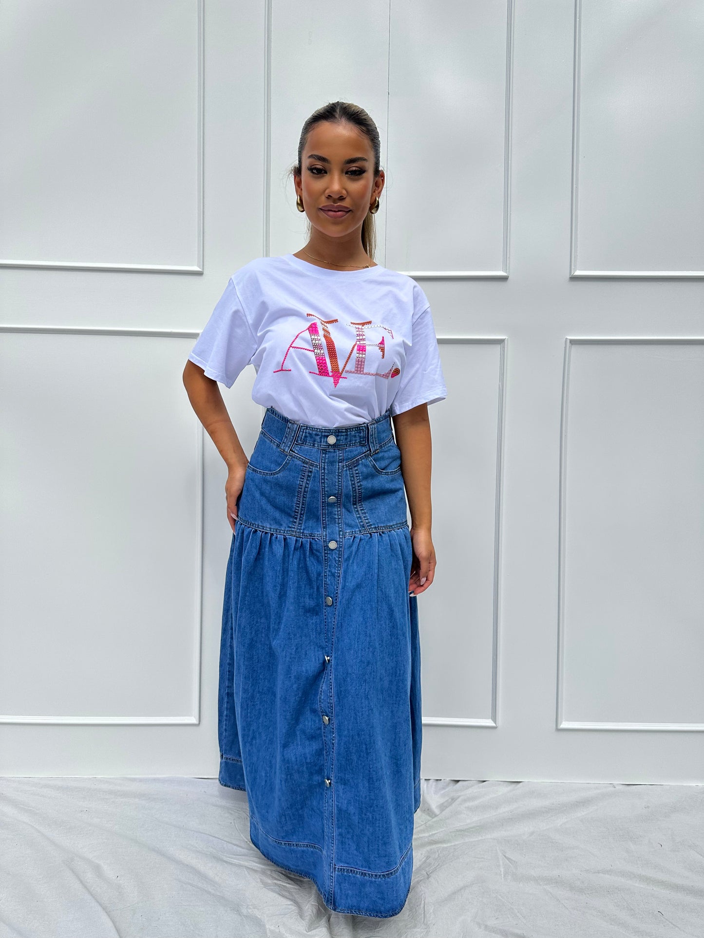 Lina Maxi Denim Skirt Indigo