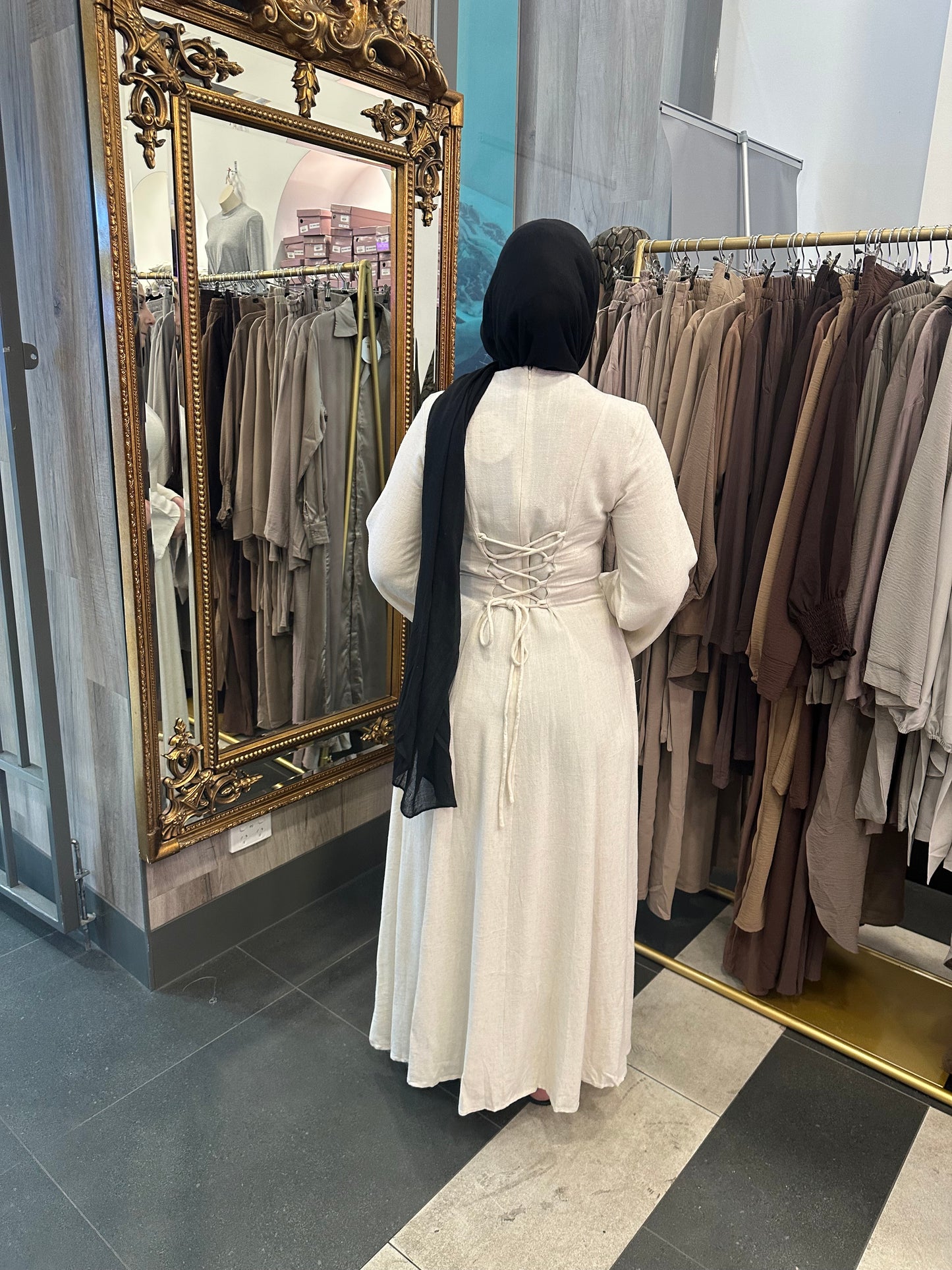 Talia Linen Dress-Beige