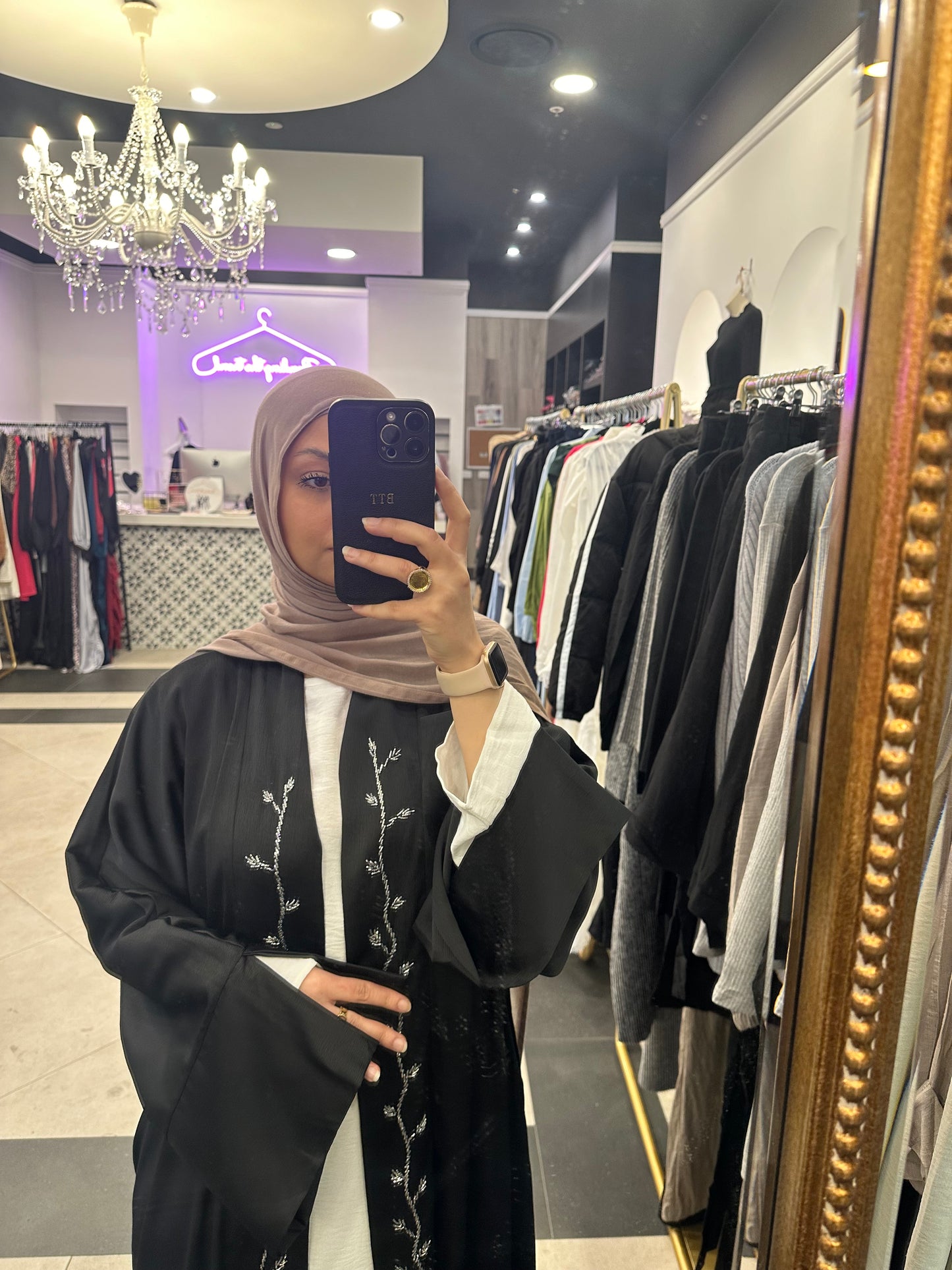Lamya Open Abaya - Black