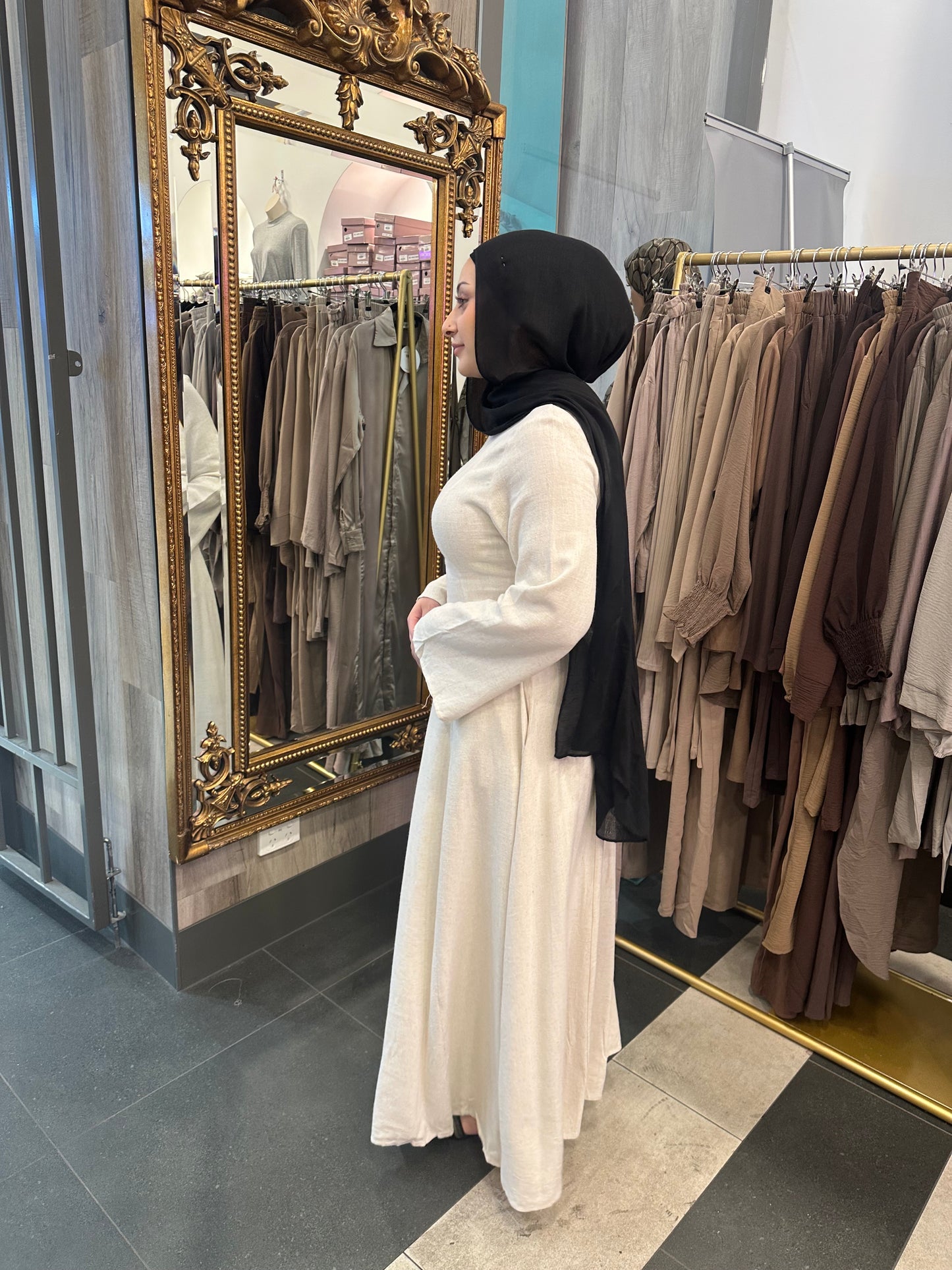 Talia Linen Dress-Beige