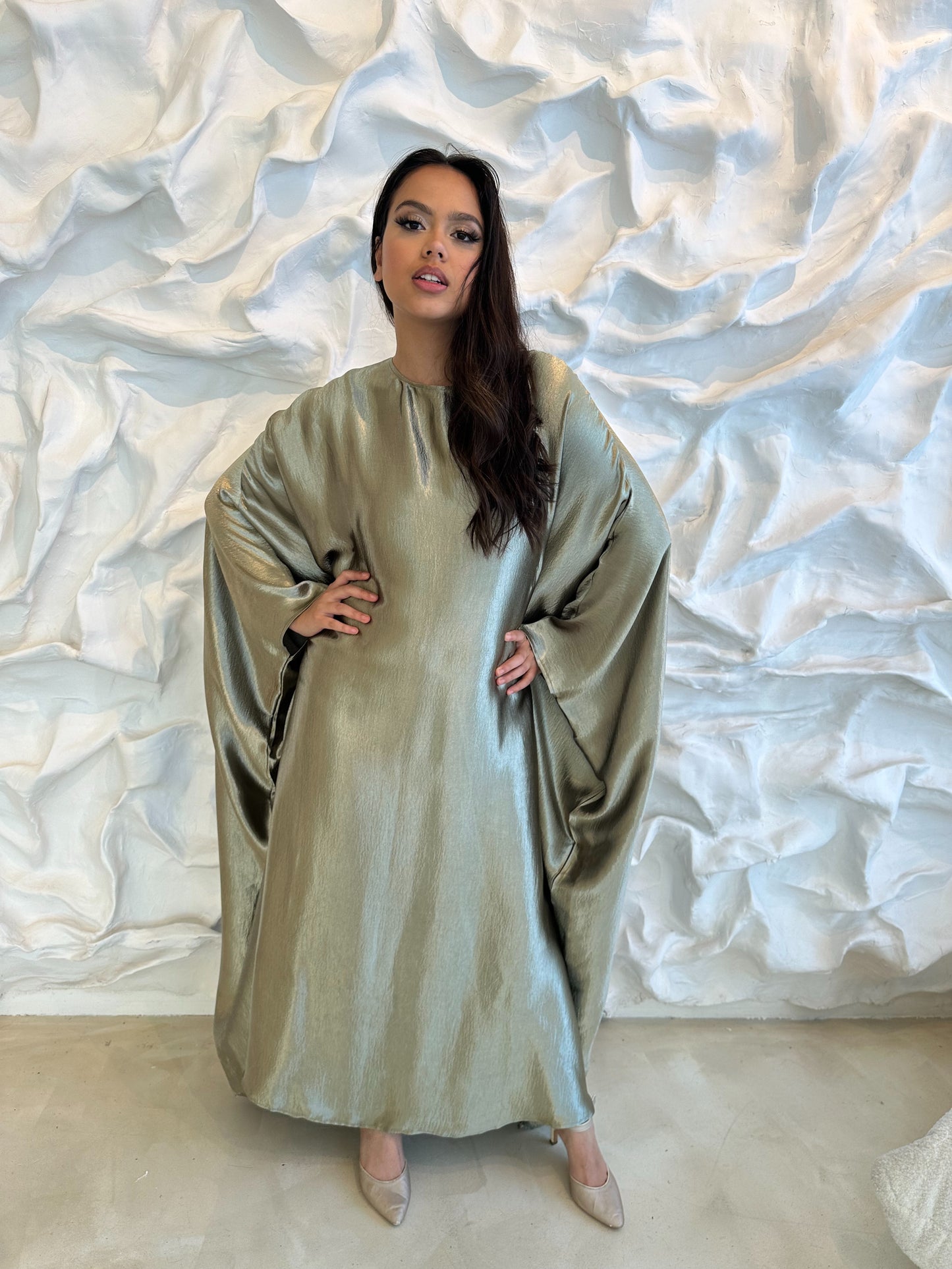 Sophia Butterfly Abaya - Olive Green