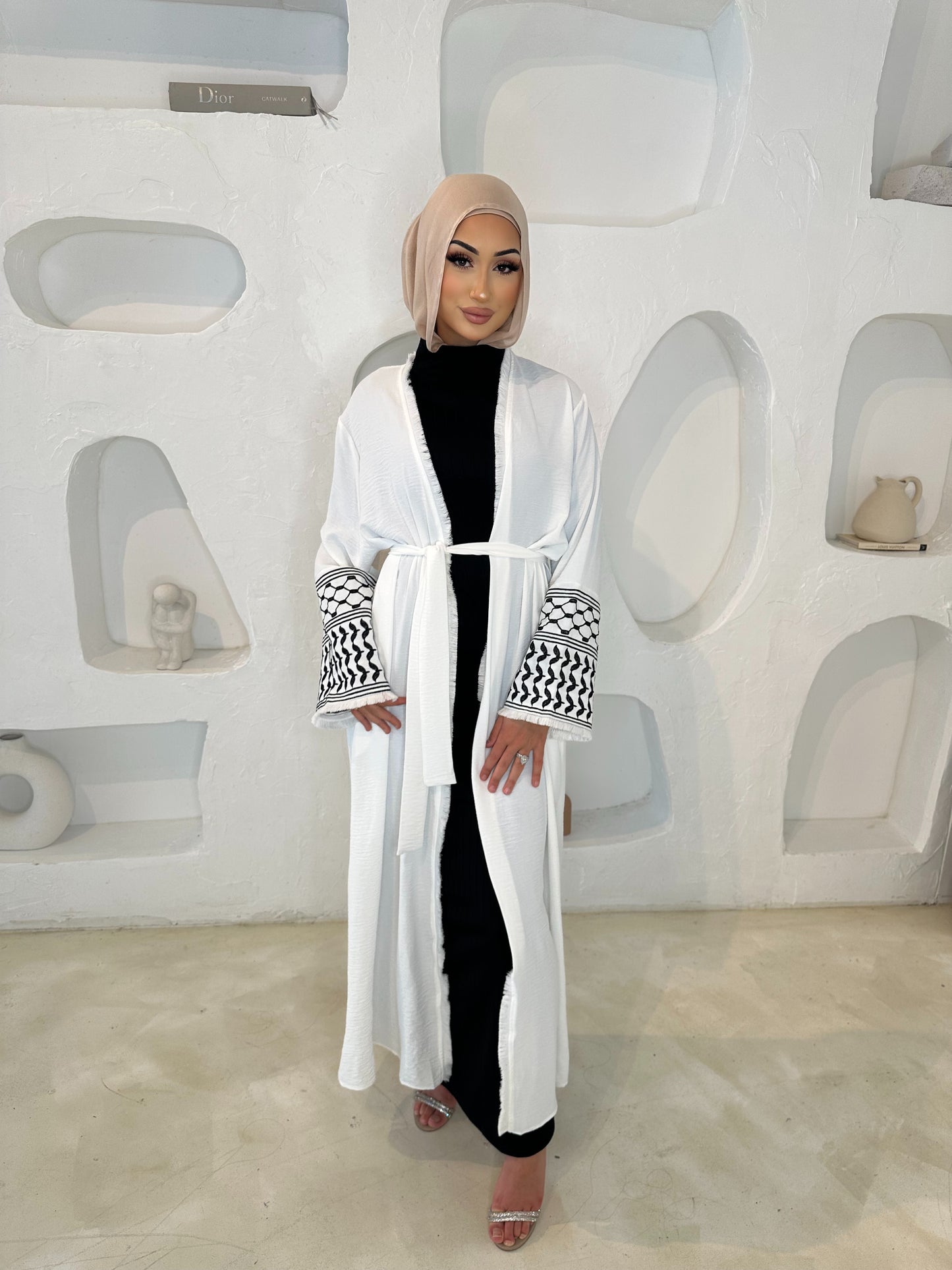 Palastine Open Abaya-White