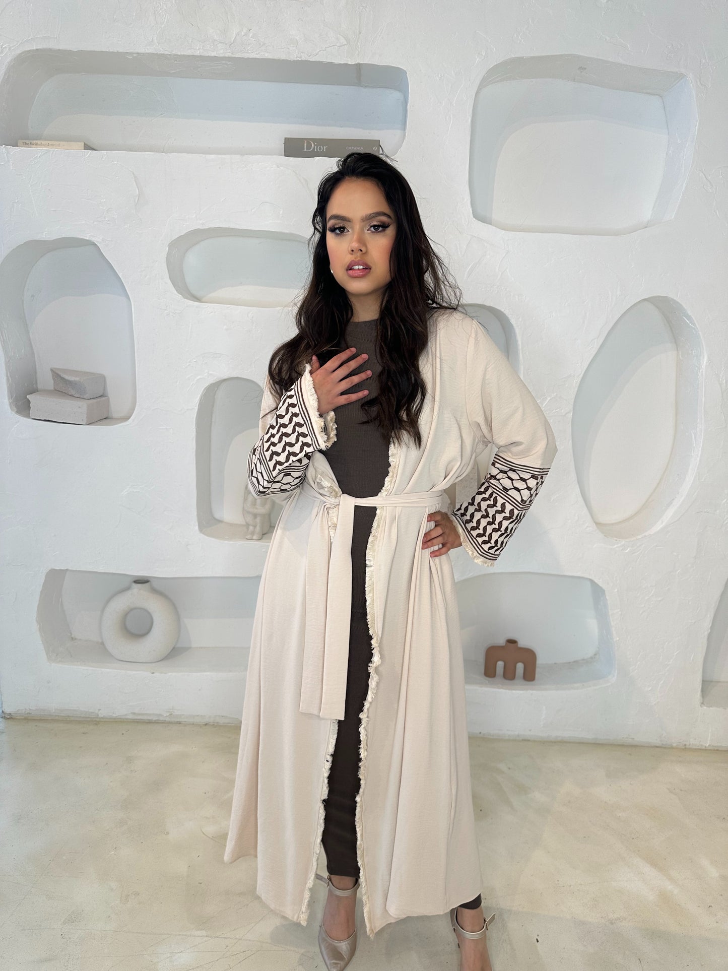 Palastine Open Abaya-Beige