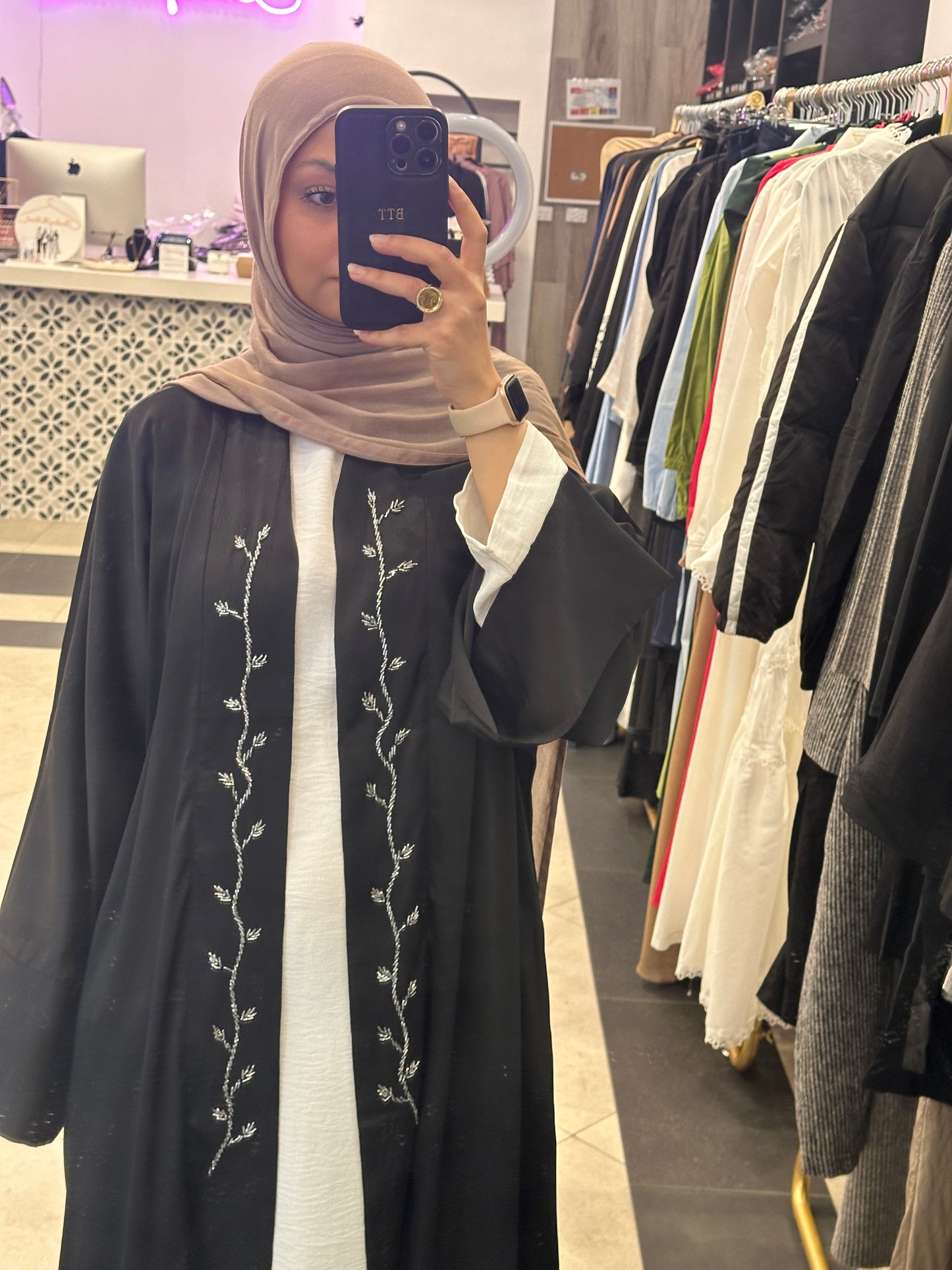 Lamya Open Abaya - Black