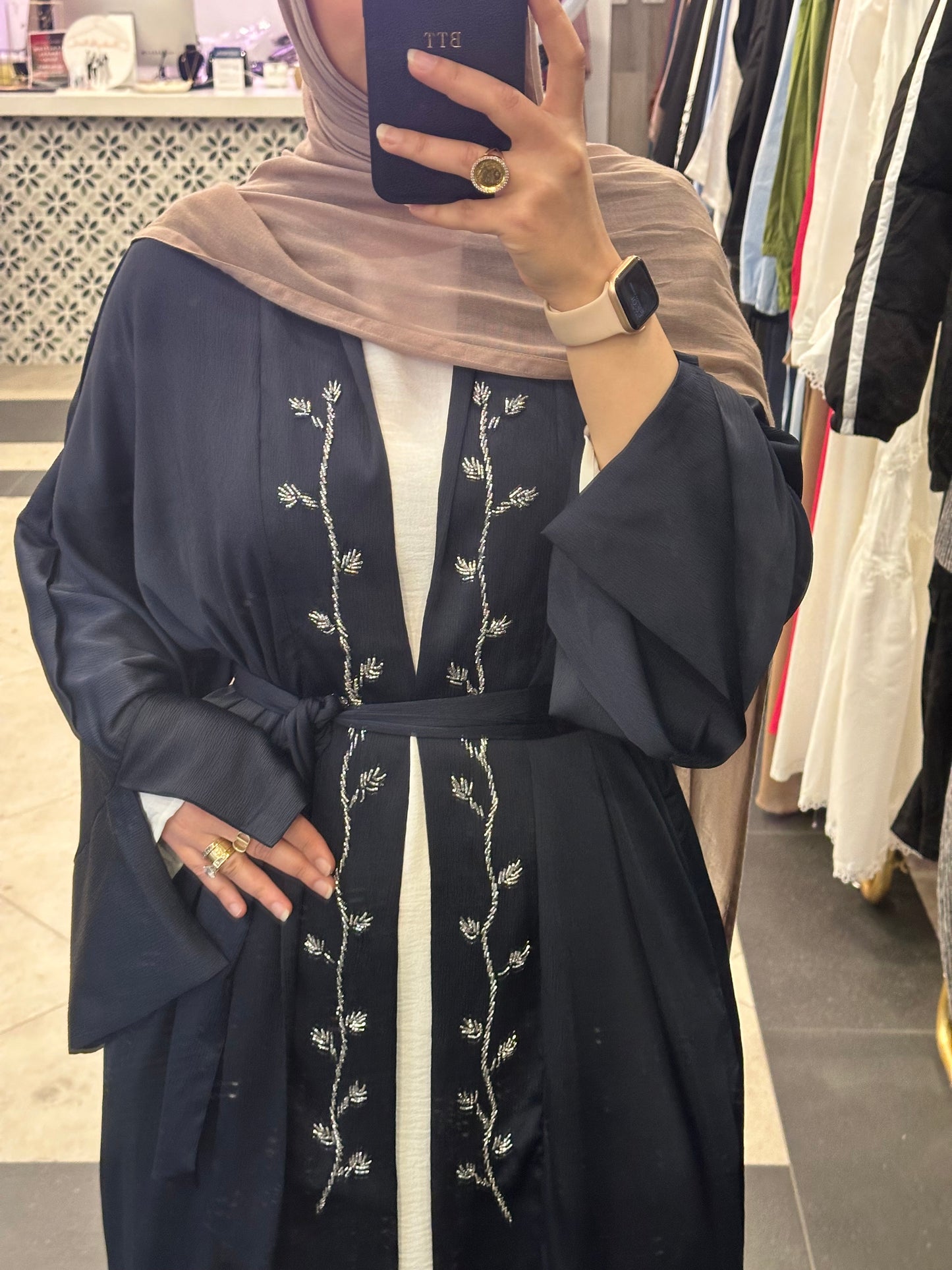 Lamya Open Abaya - Navy