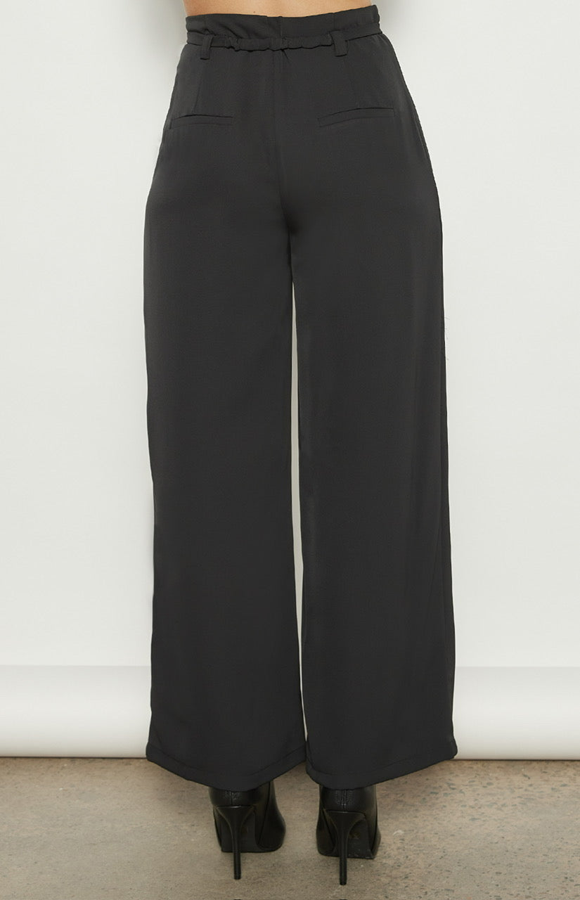 Wide Leg Pants-Gold Belt