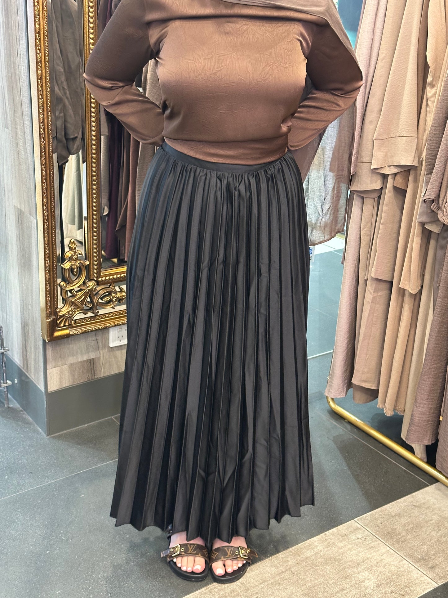 Satin Pleated Skirt