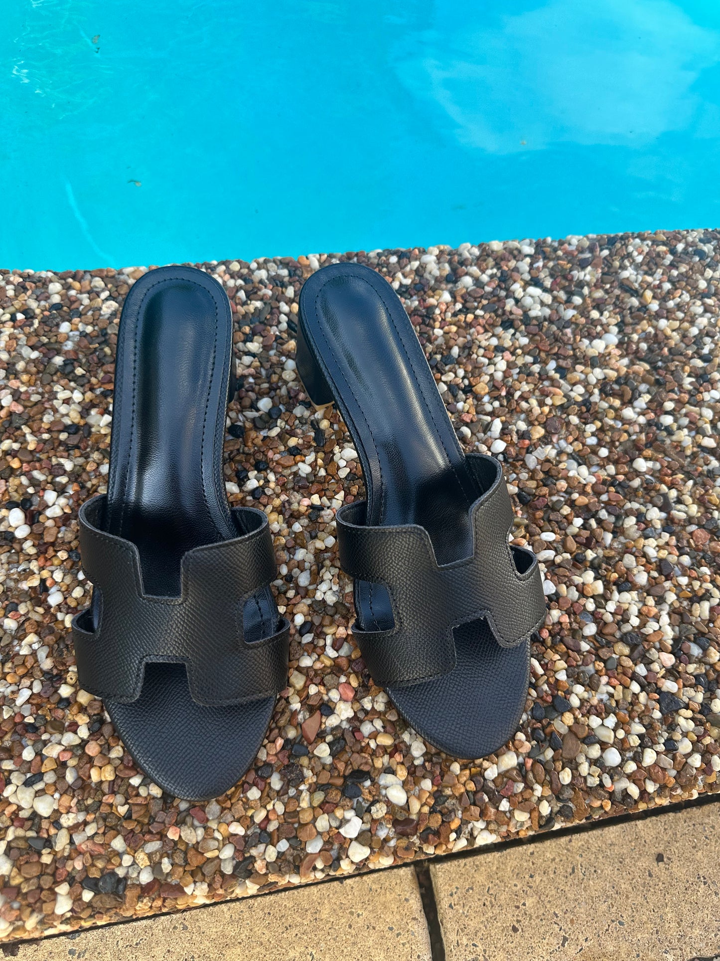 H Slides- Black Heels