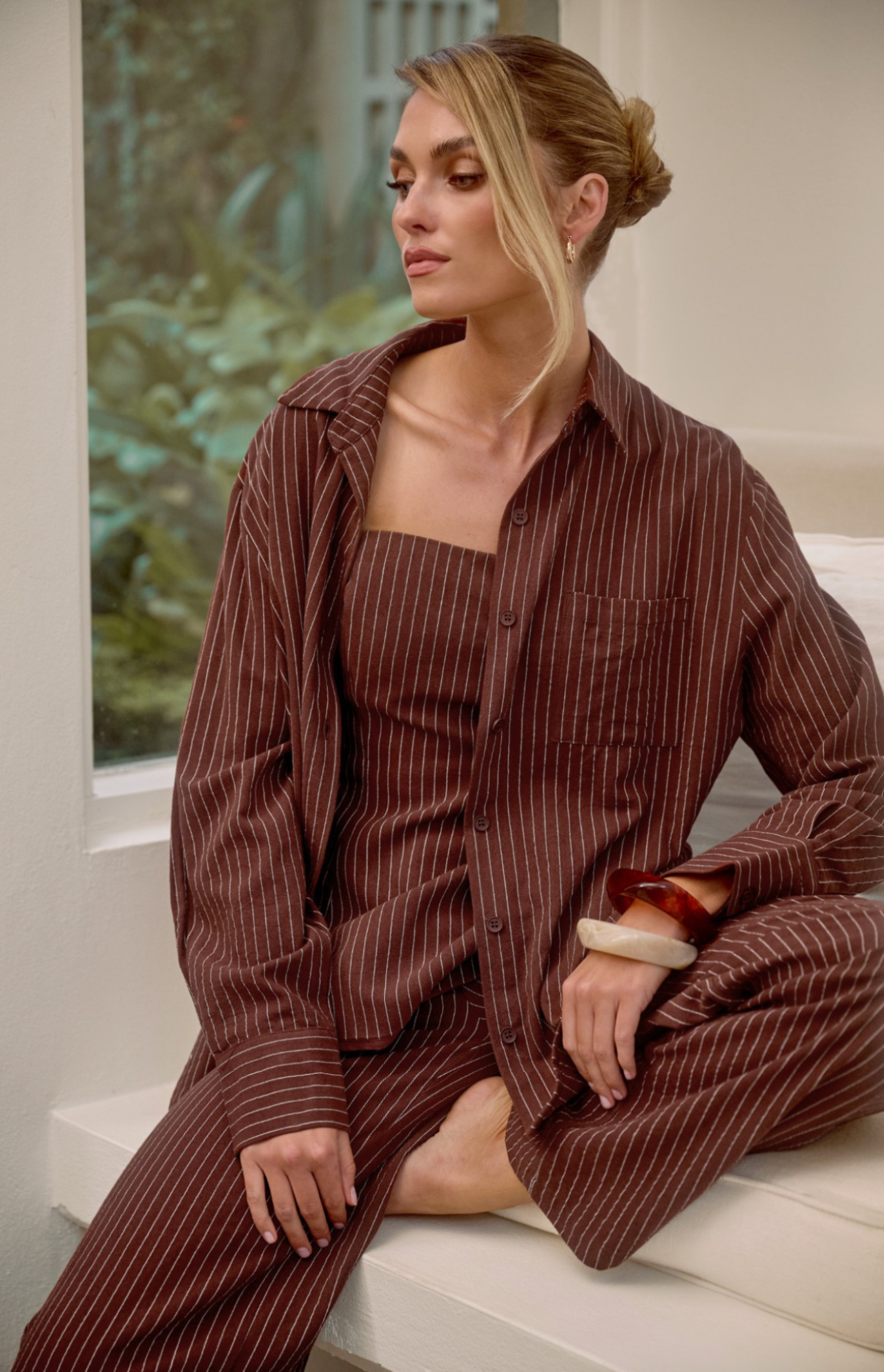Pin Stripe Shirt Brown