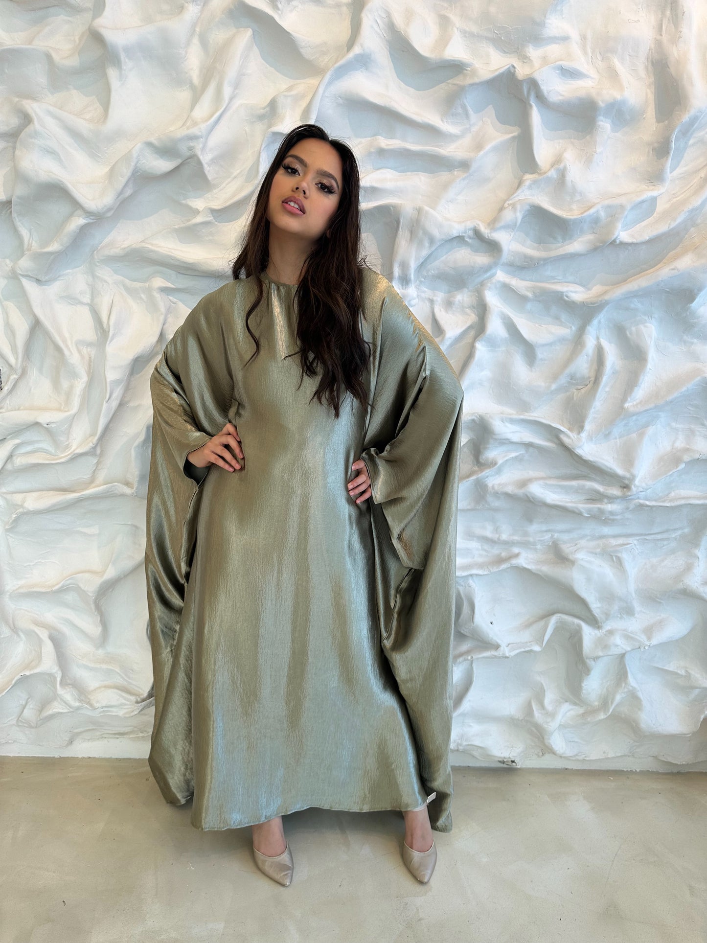 Sophia Butterfly Abaya - Olive Green