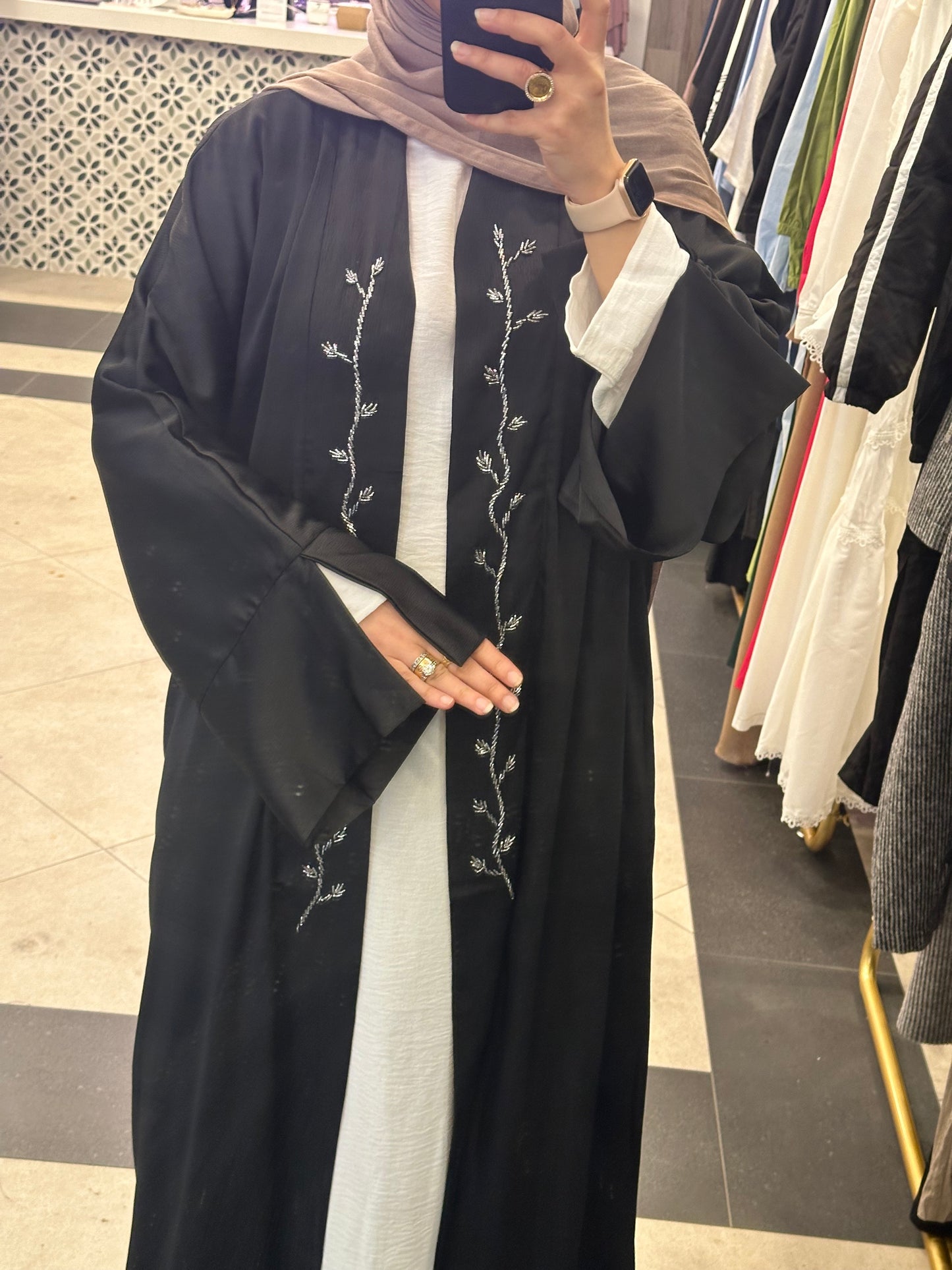 Lamya Open Abaya - Black