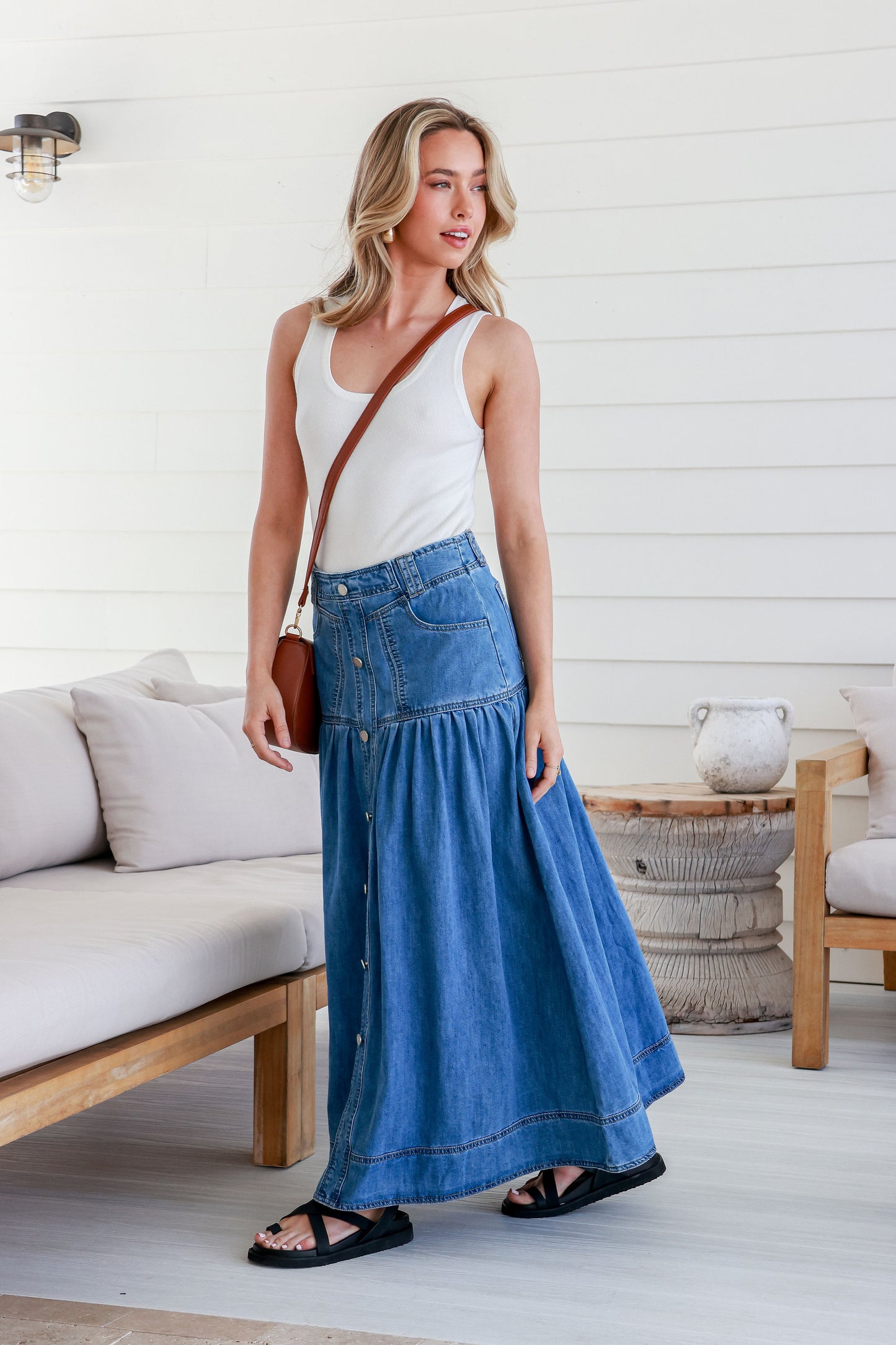 Lina Maxi Denim Skirt Indigo
