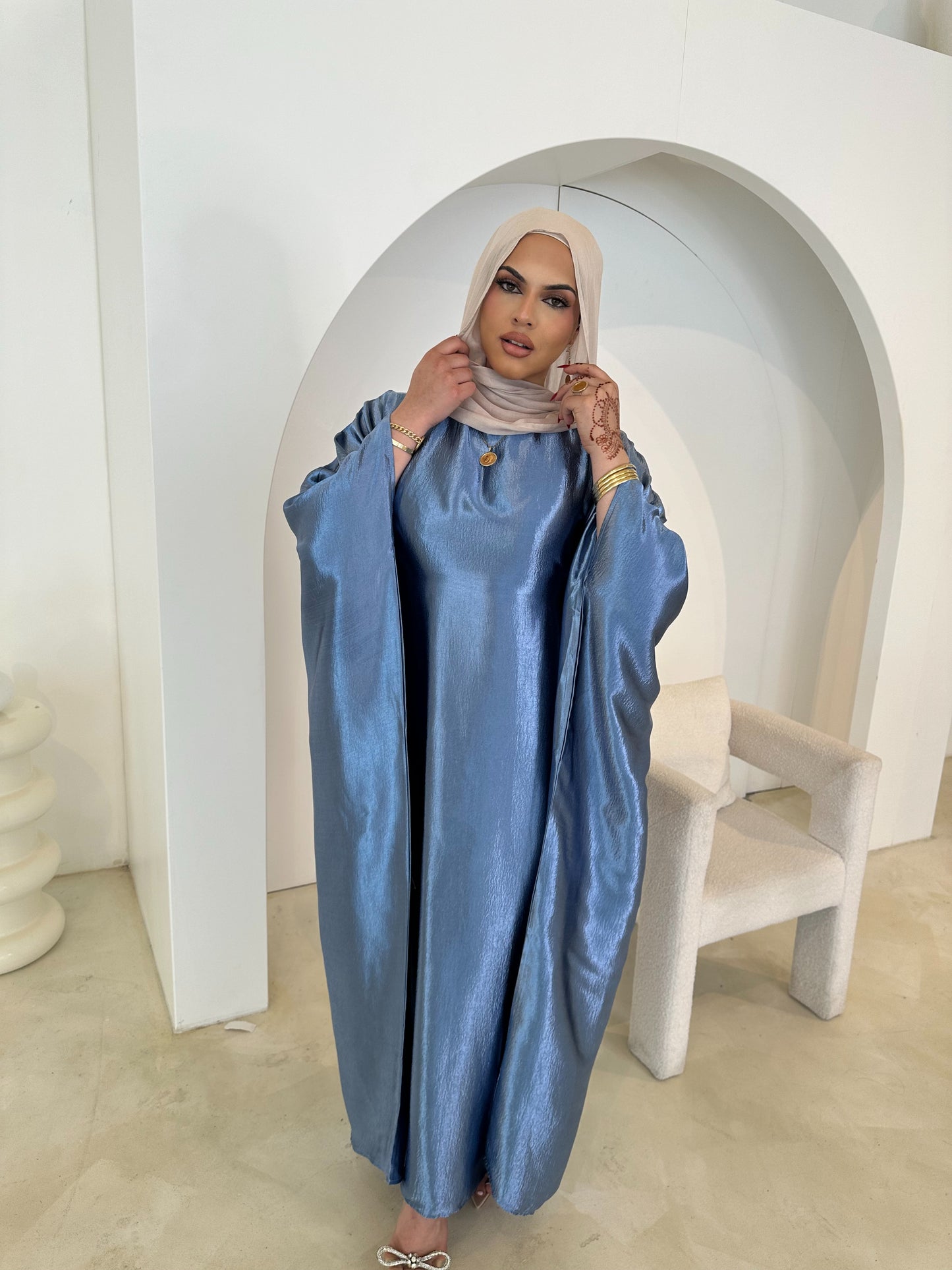 Sophia Butterfly Abaya- Light Blue