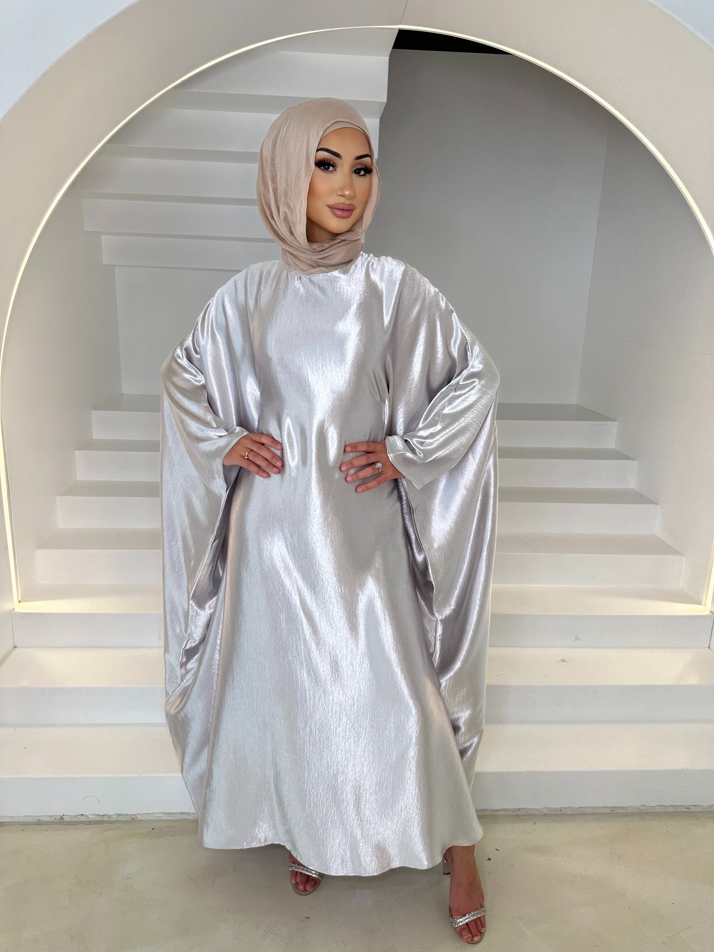 Sophia Butterfly Abaya- Grey