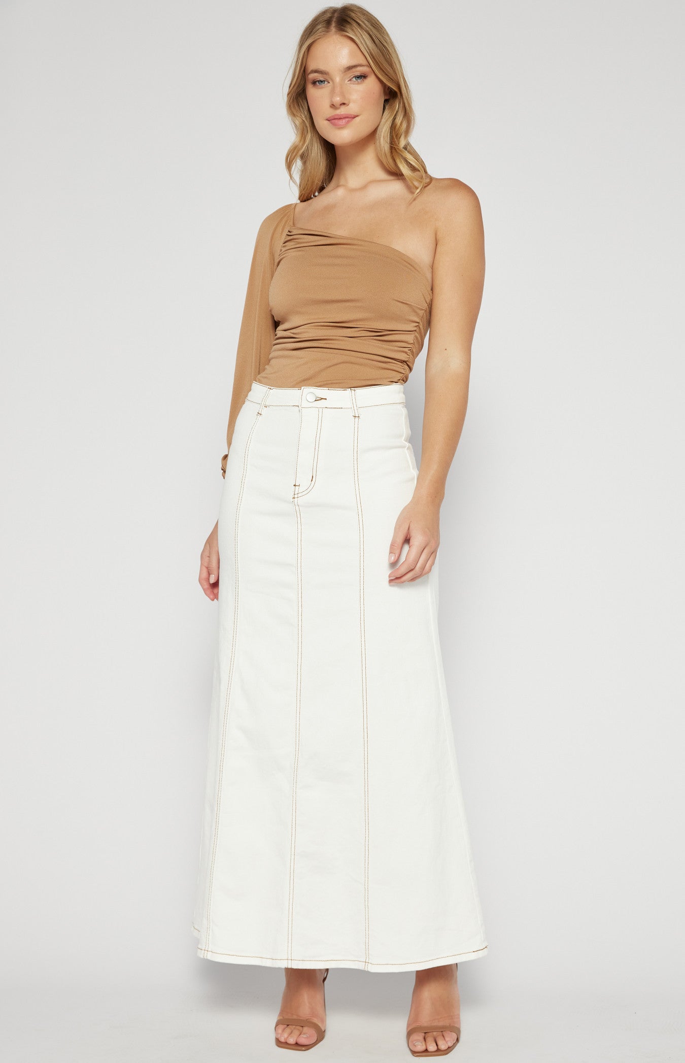 Maxi-Denim Skirt Pannel-White
