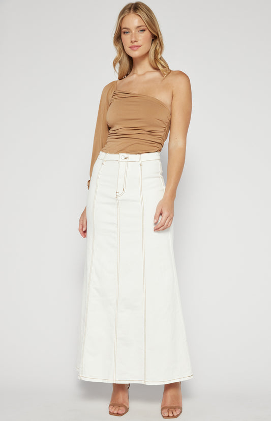 Maxi-Denim Skirt Pannel-White