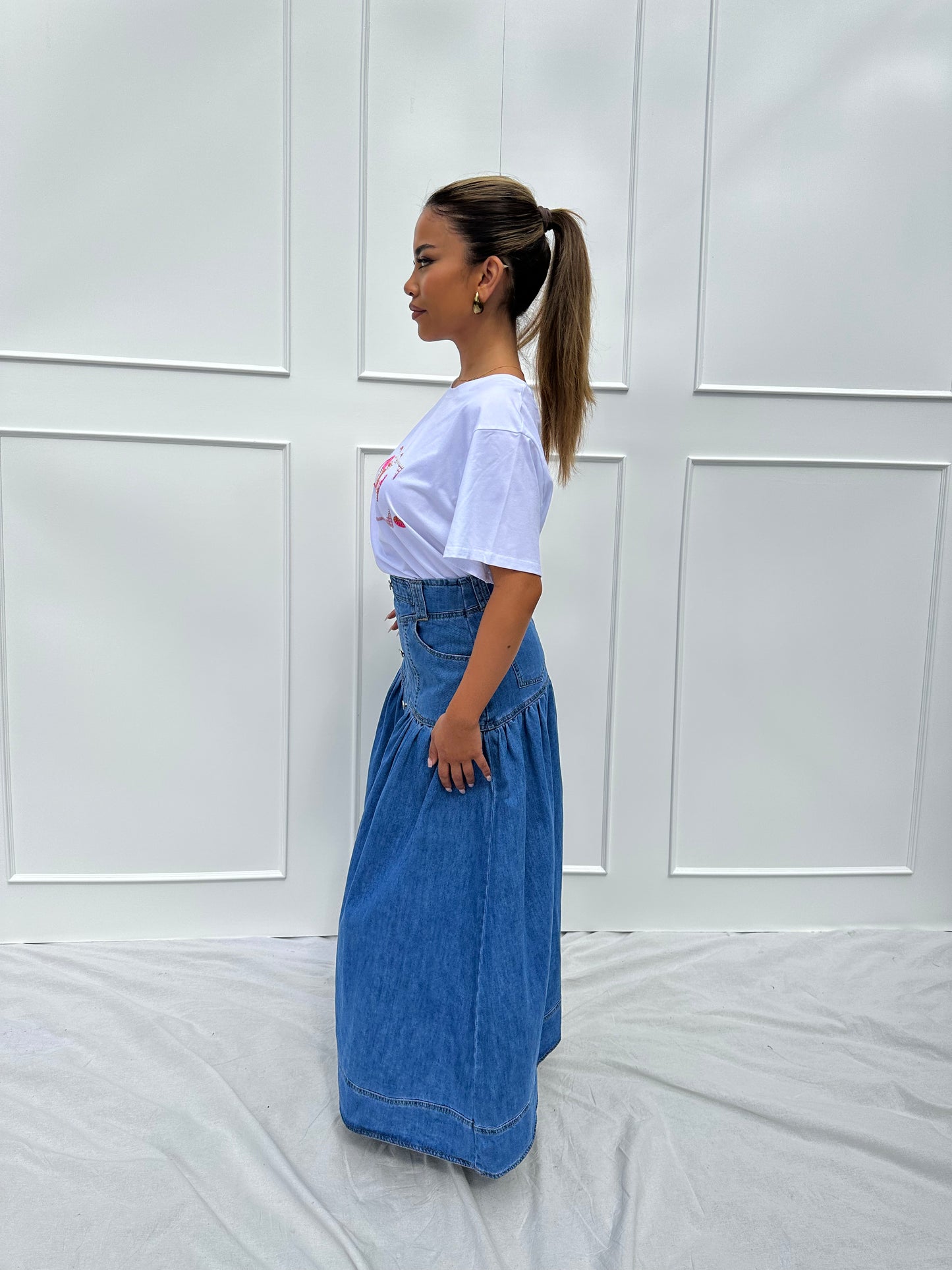 Lina Maxi Denim Skirt Indigo