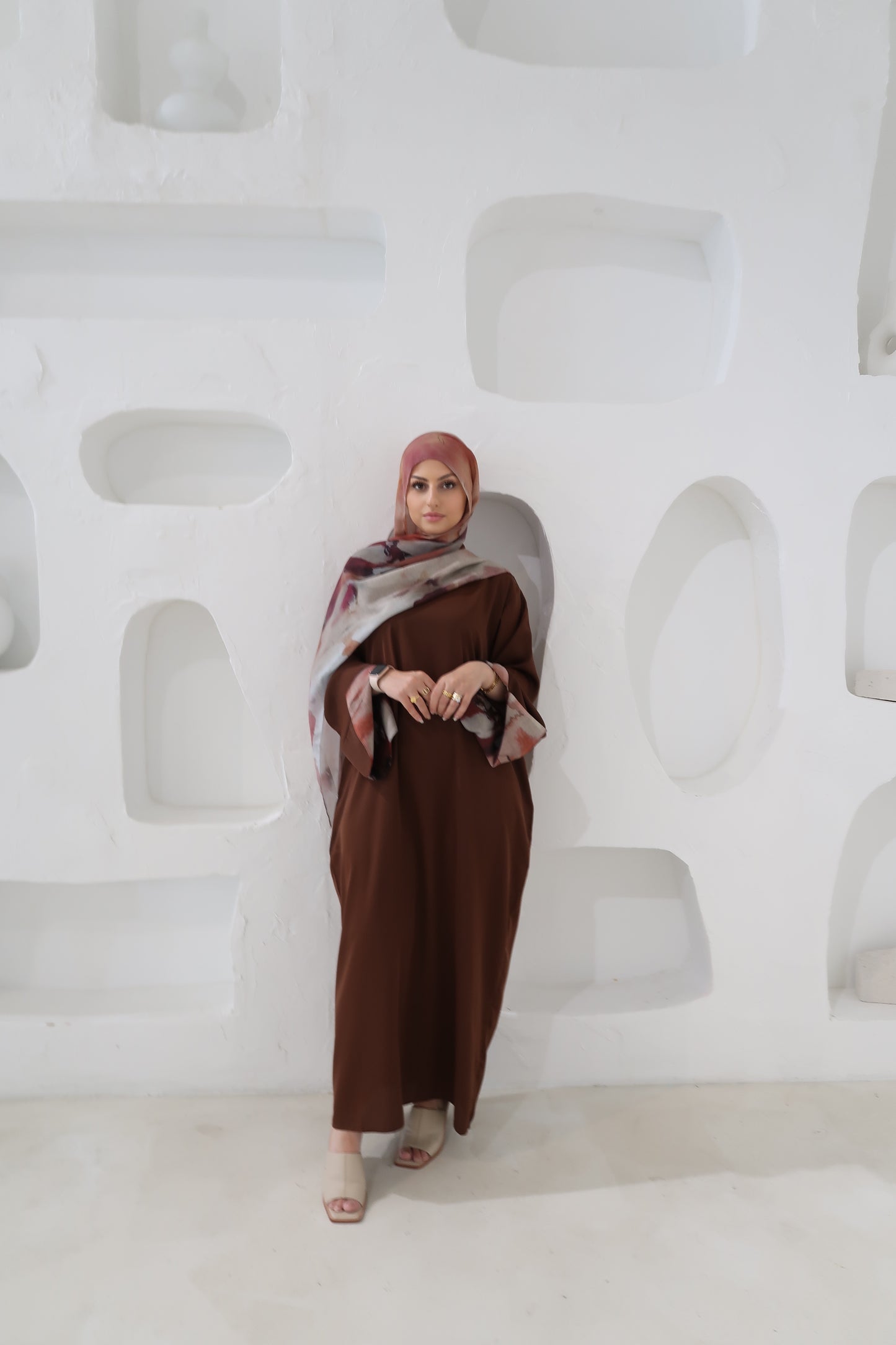 Abaya With Hijab Set-Brown