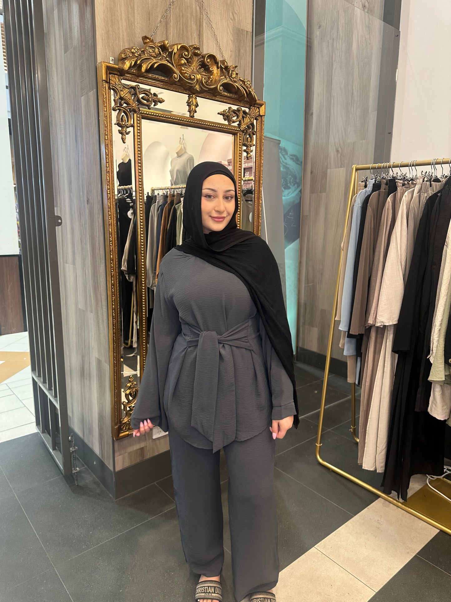 Myra tie set- charcoal