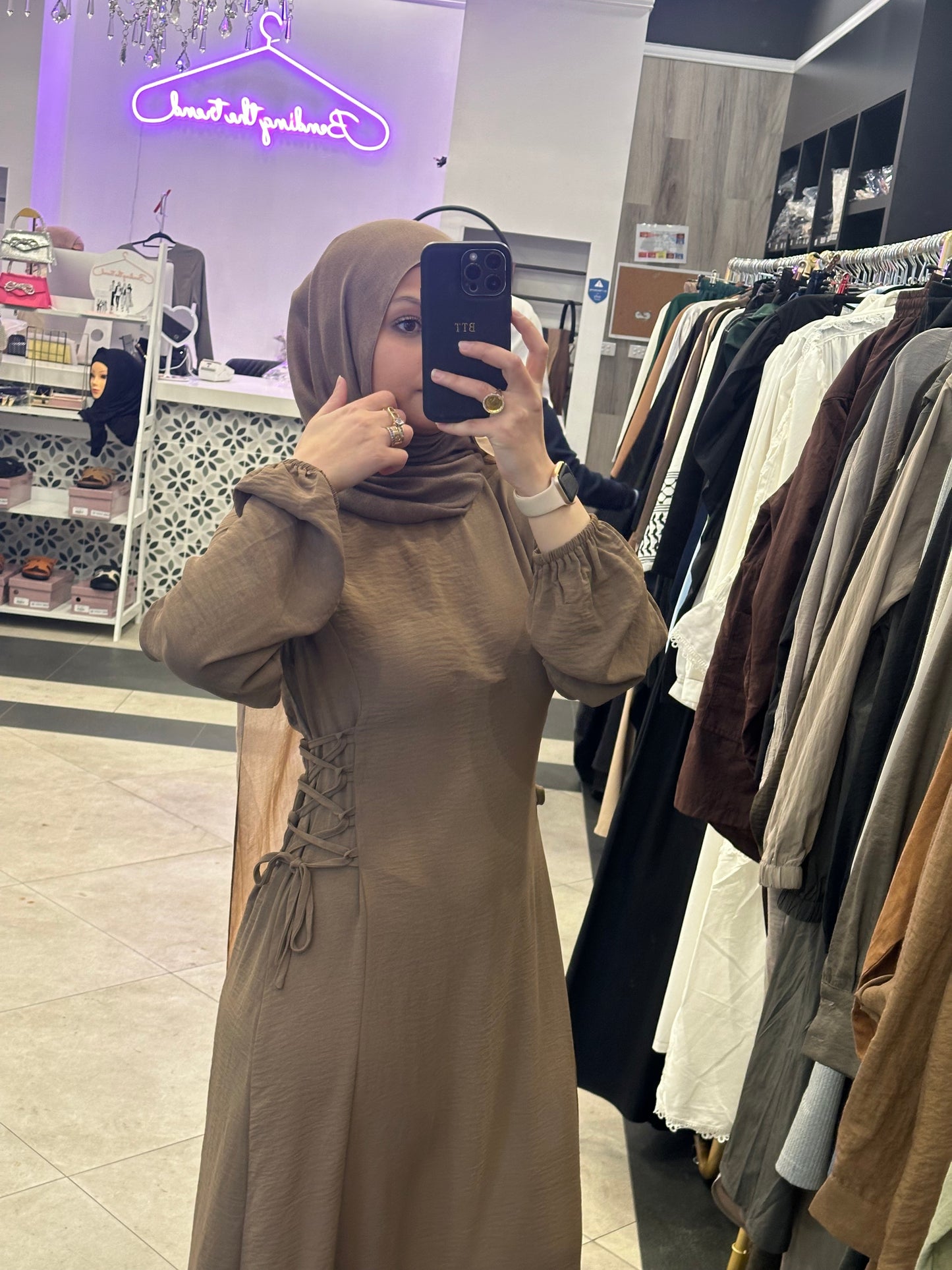 Pamila Tie Dress-Brown