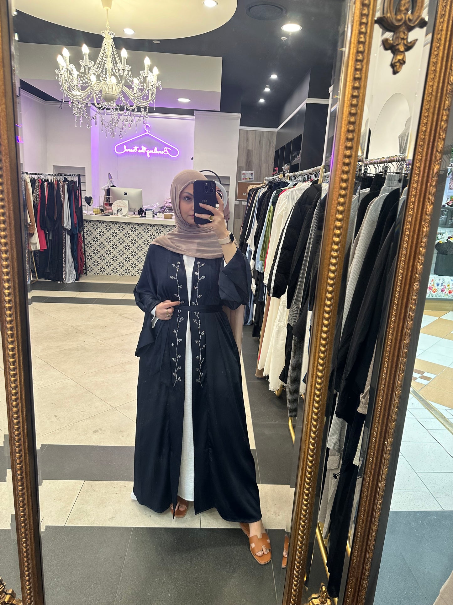Lamya Open Abaya - Navy