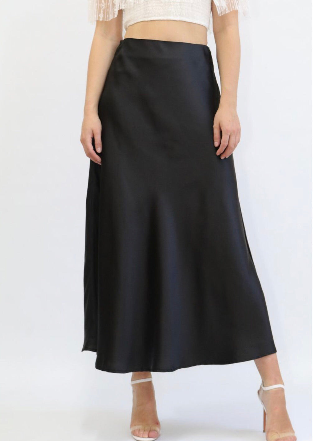 Satin Maxi Skirt- Black