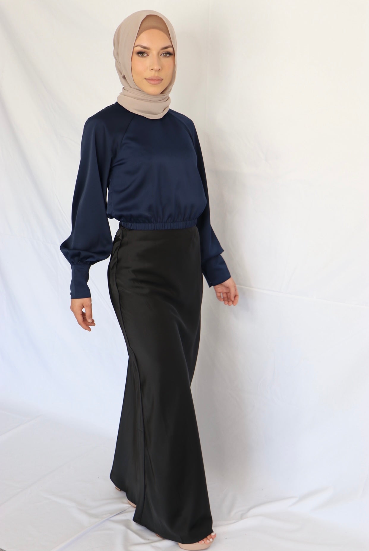 Satin Maxi Skirt- Black