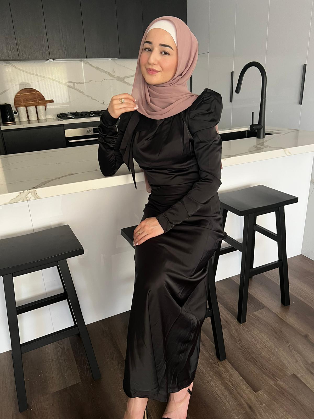 Satin Maxi Skirt- Black