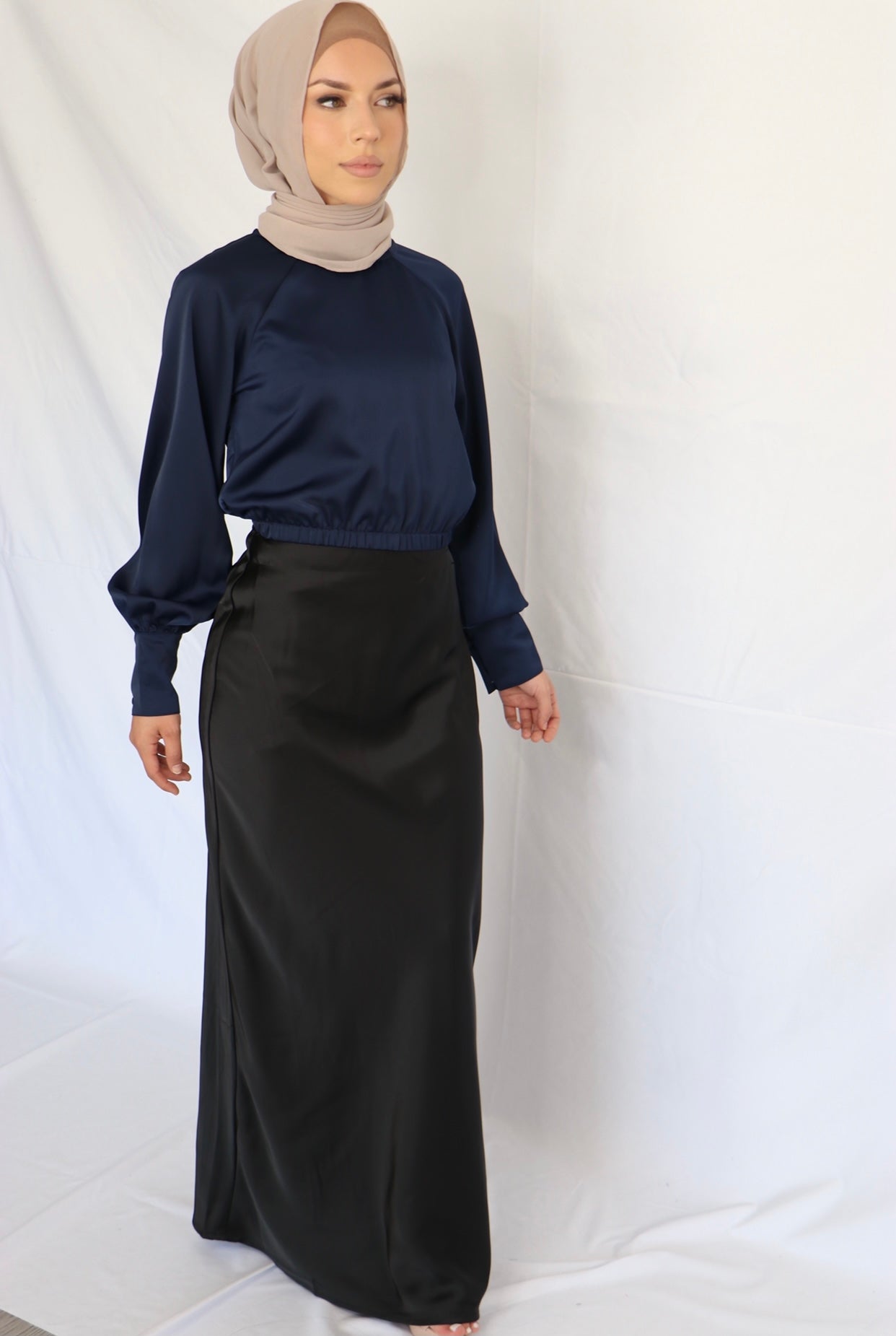 Satin Maxi Skirt- Black