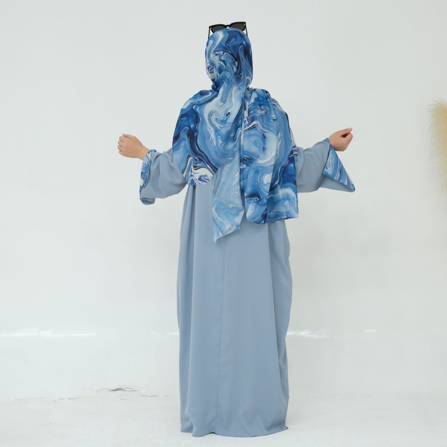 Abaya With Hijab Set-Blue