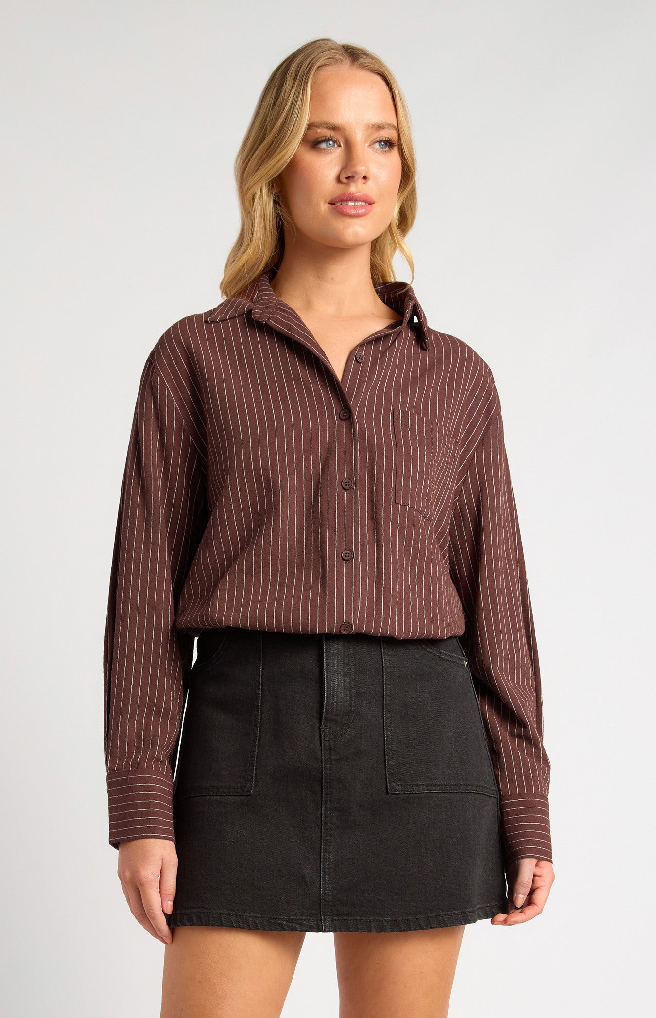 Pin Stripe Shirt Brown