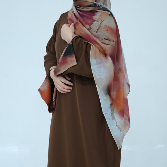 Abaya With Hijab Set-Brown