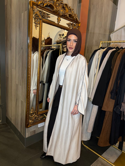 Soraya Beaded Trim Open Abaya