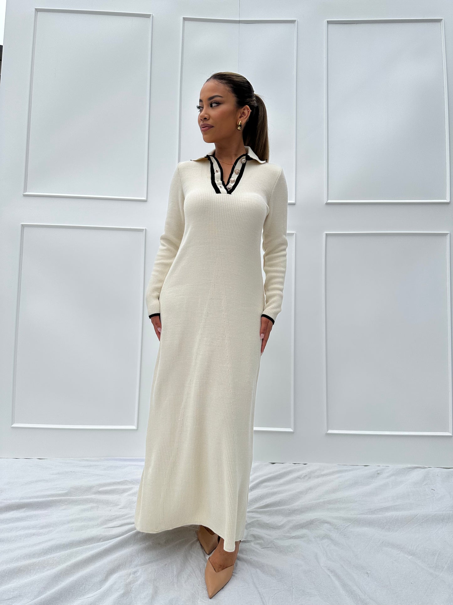 Alia Knit Dress (Beige)