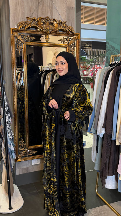 Jouri Gold Foil Abaya