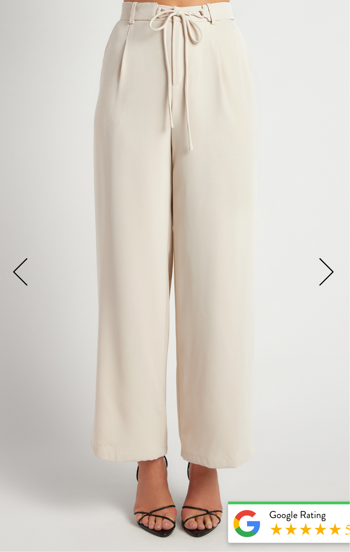 Belt Detail Wide Leg Pants- Bone